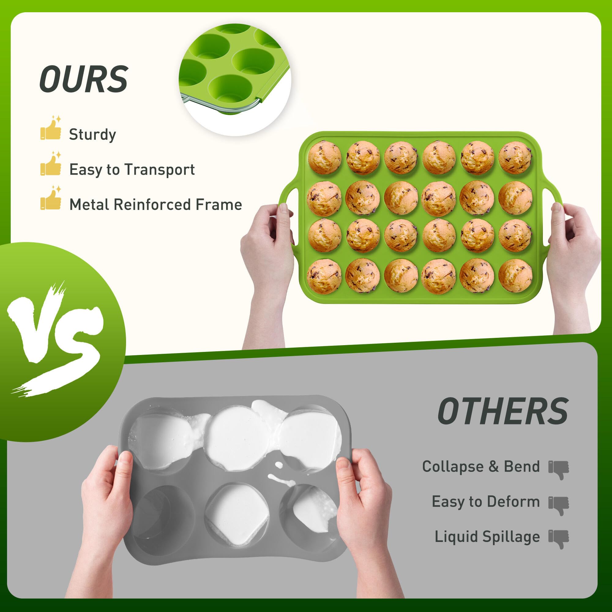 24 Cups Silicone Muffin Pan with Metal Reinforced Frame Cupcake Tray Egg Mold Great Grandma Christmas Xmas Birthday Mother Gifts