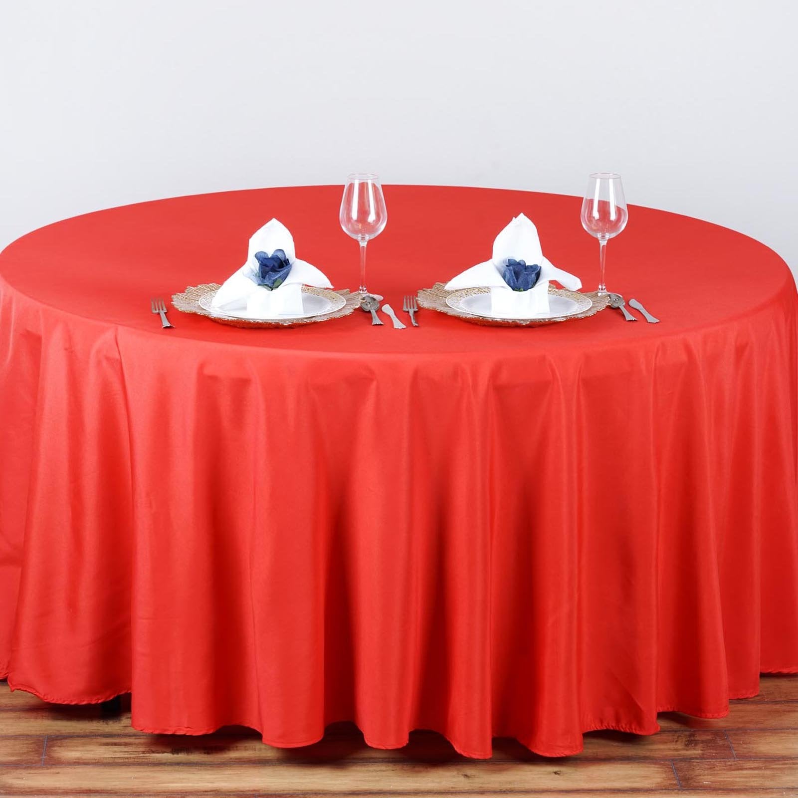 Tableclothsfactory 90 Inch Red Round Tablecloth - Linens Polyester Table Cloth, Stain And Wrinkle Resistant Washable Table Cover