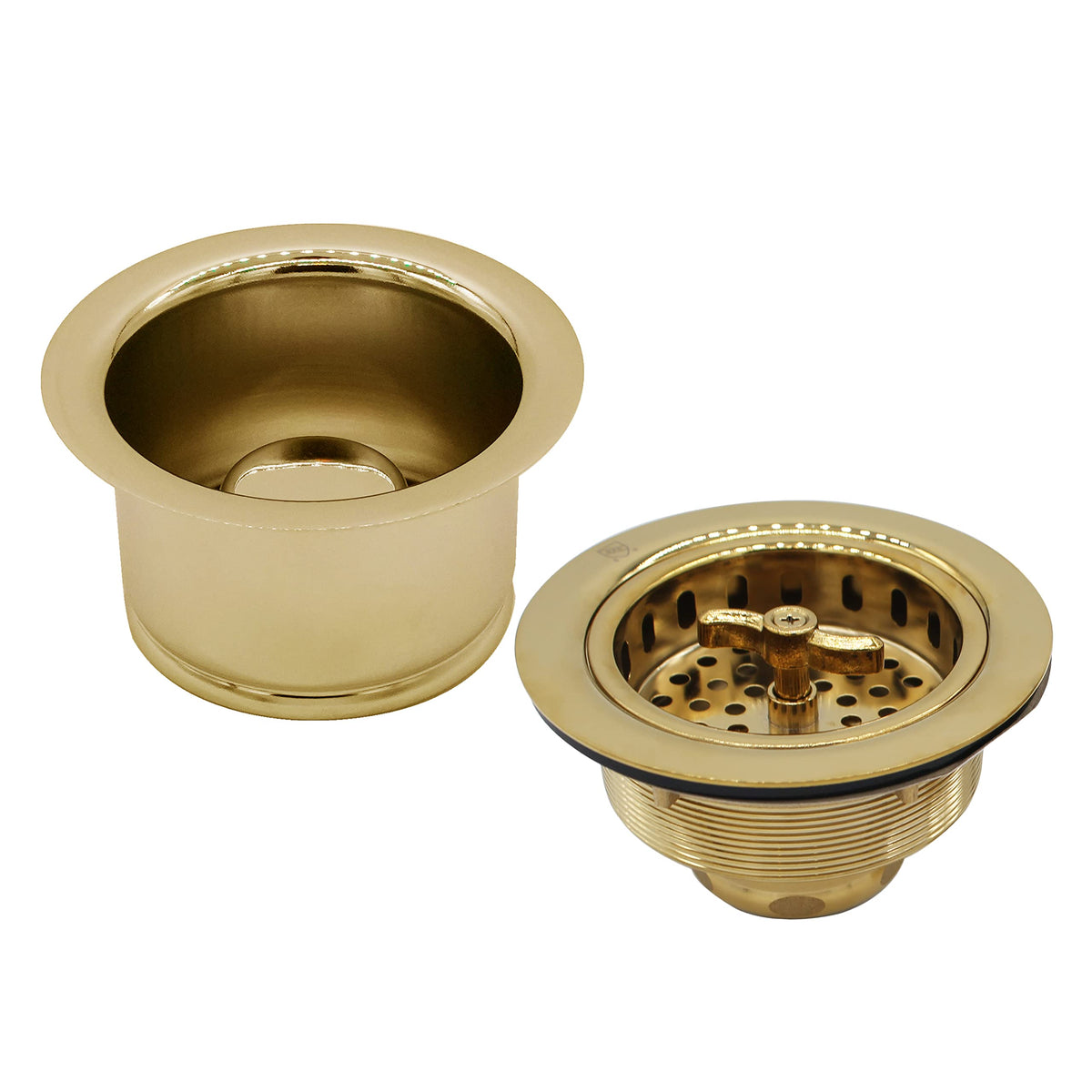 Westbrass Co2195-01 Combo Pack 3-1/2'' Wing Nut Twist Style Large Kitchen Sink Basket Strainer And Extra-Deep Collar Kitchen Sin