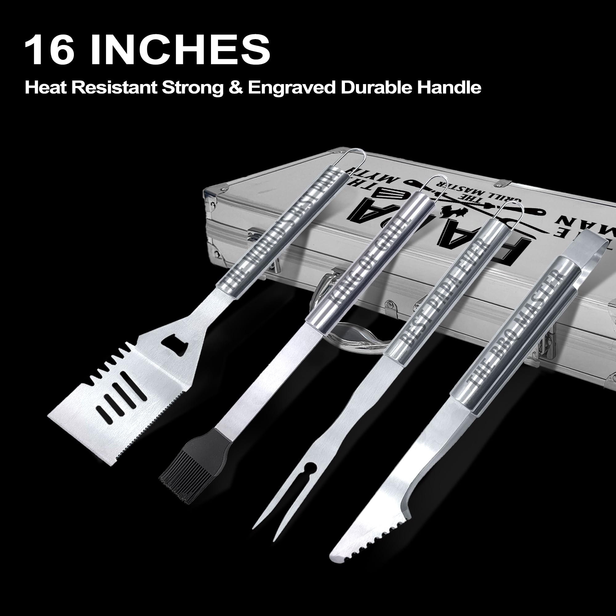 Papa Gifts, Fathers Day Papa Gifts For Him Heavy Duty Grilling Accessories Kit For Backyard Bbq, Thick Stainless Steel Grill Ute