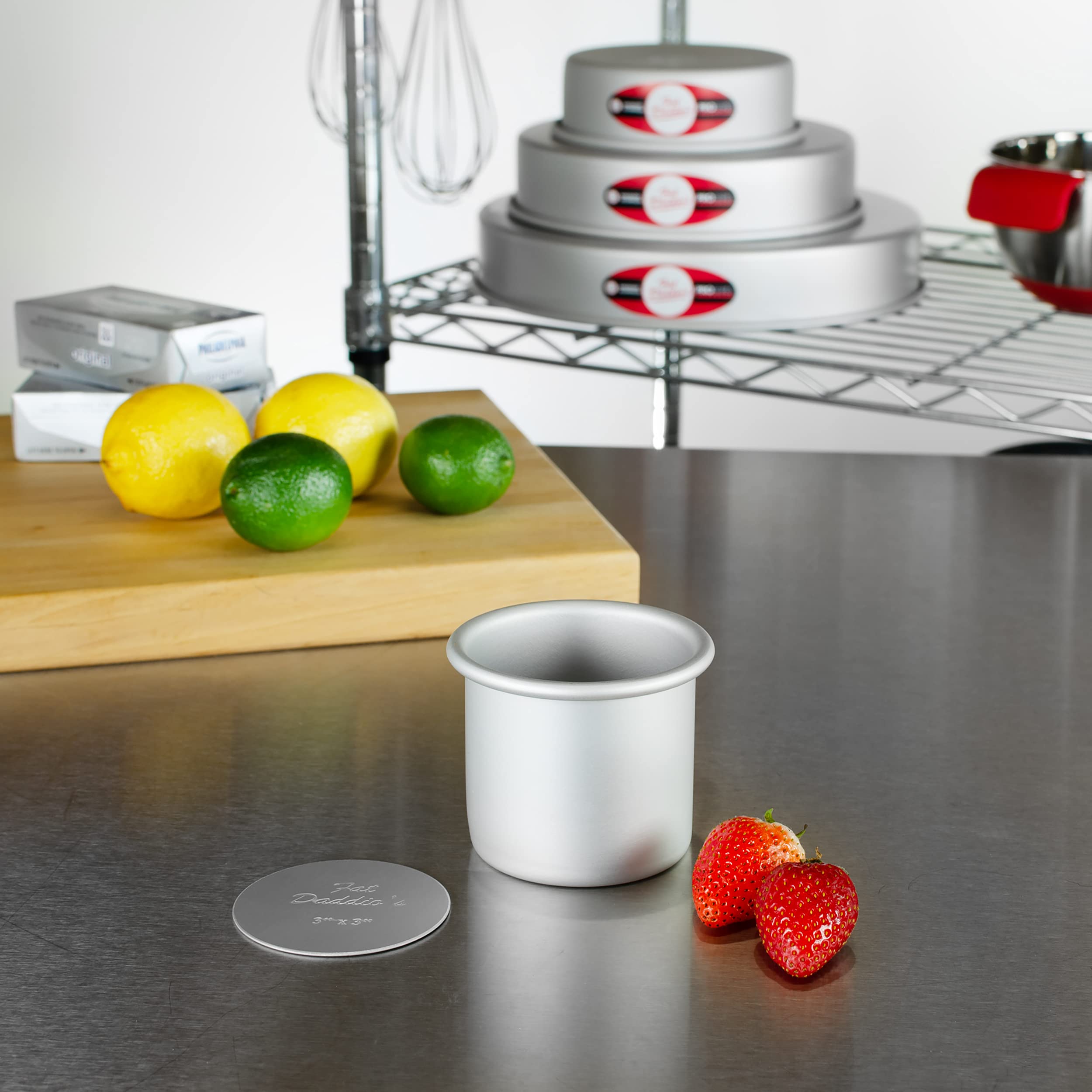 Fat Daddio'S Pcc-33Set Anodized Aluminum Round Cheesecake Pan With Removable Bottom, 3 X 3 Inch, Set Of 2