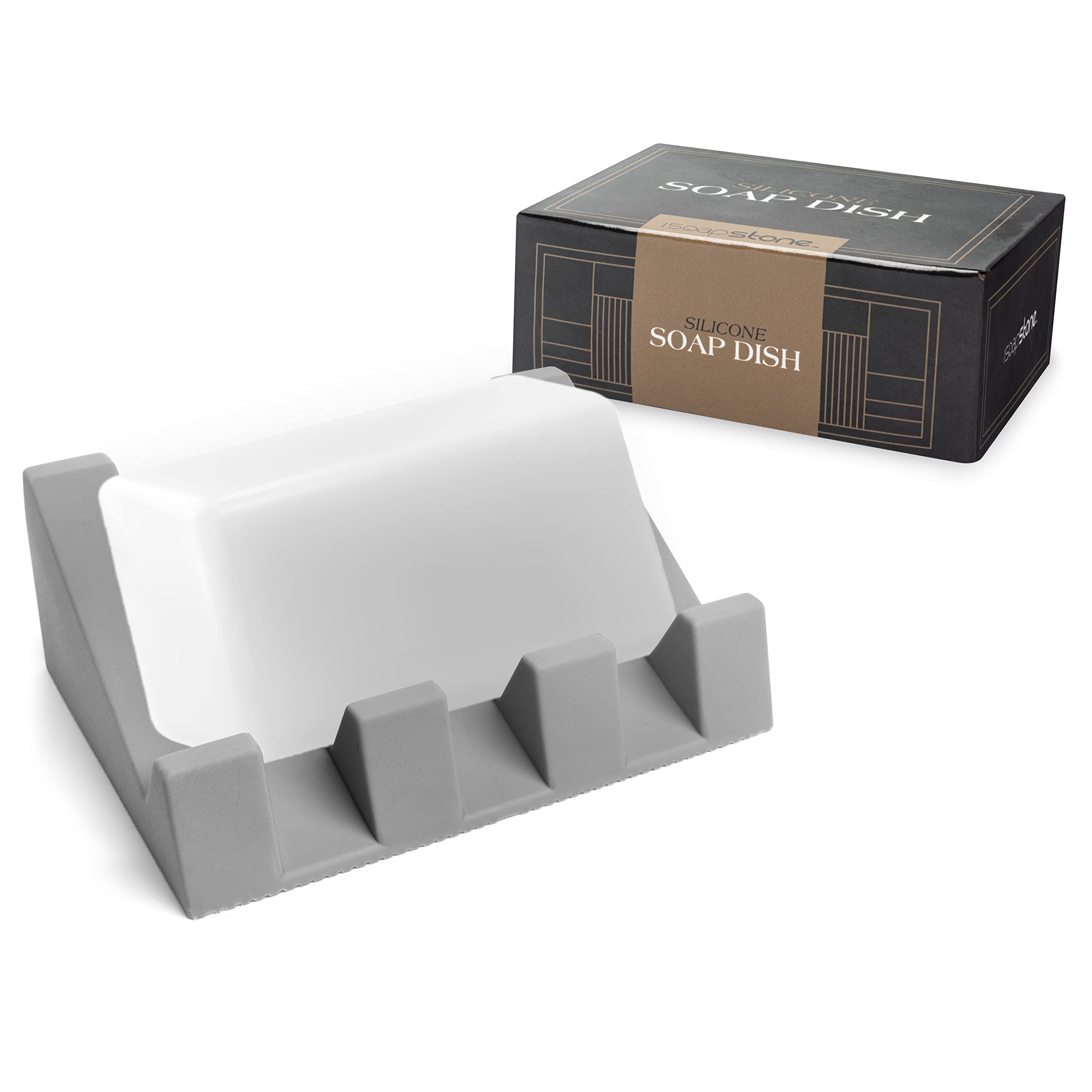 Isoapstone Silicone Soap Dish Self Draining Shower Waterfall Bar Holder Tray With Drain Saver For Kitchen Bathroom Accessories S