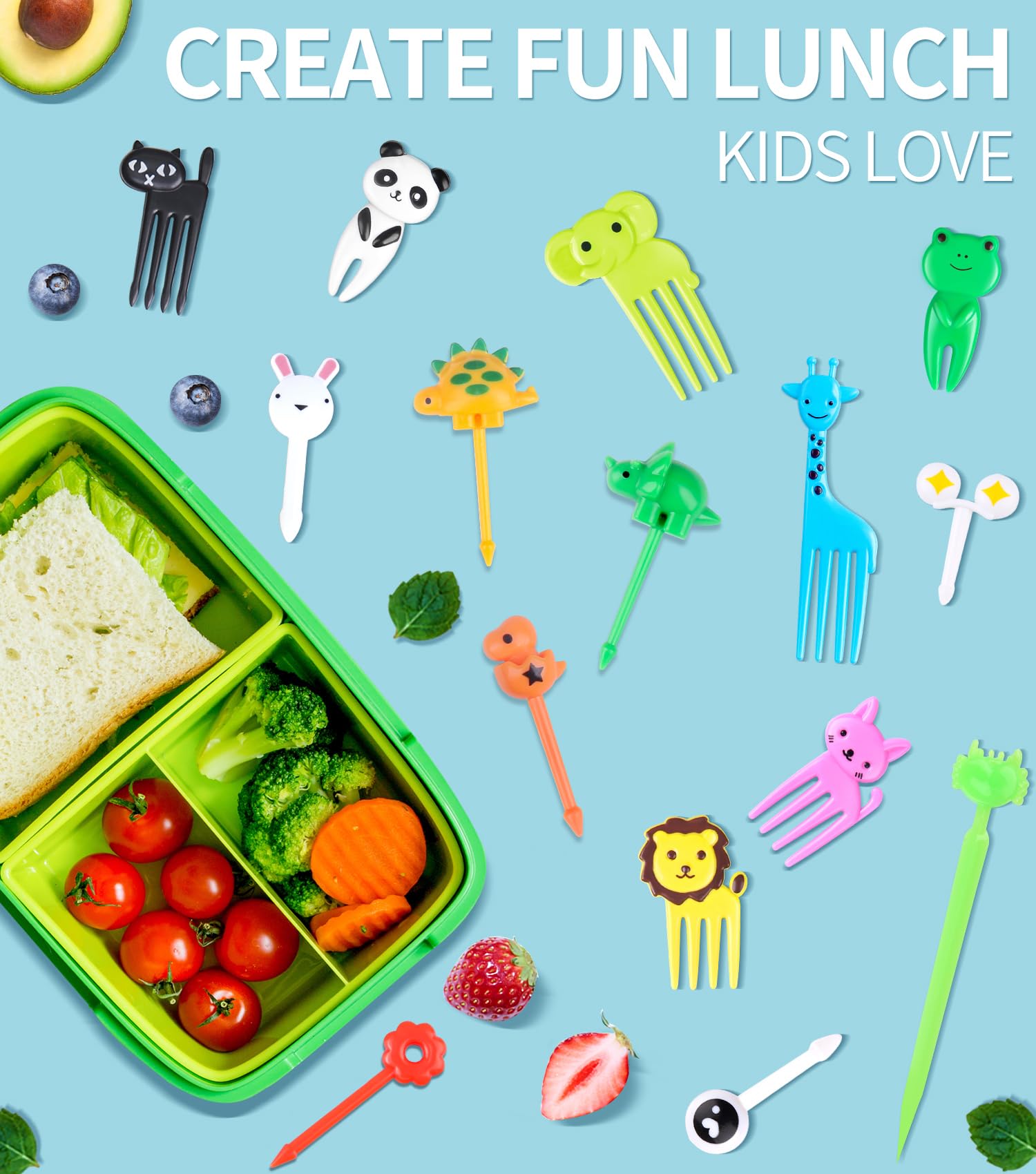 112Pcs Animal Food Picks For Kids Lunch Accessories, Seansda Fun Kids Food Picks For Picky Eaters, Reusable Fruit Toothpicks Tod