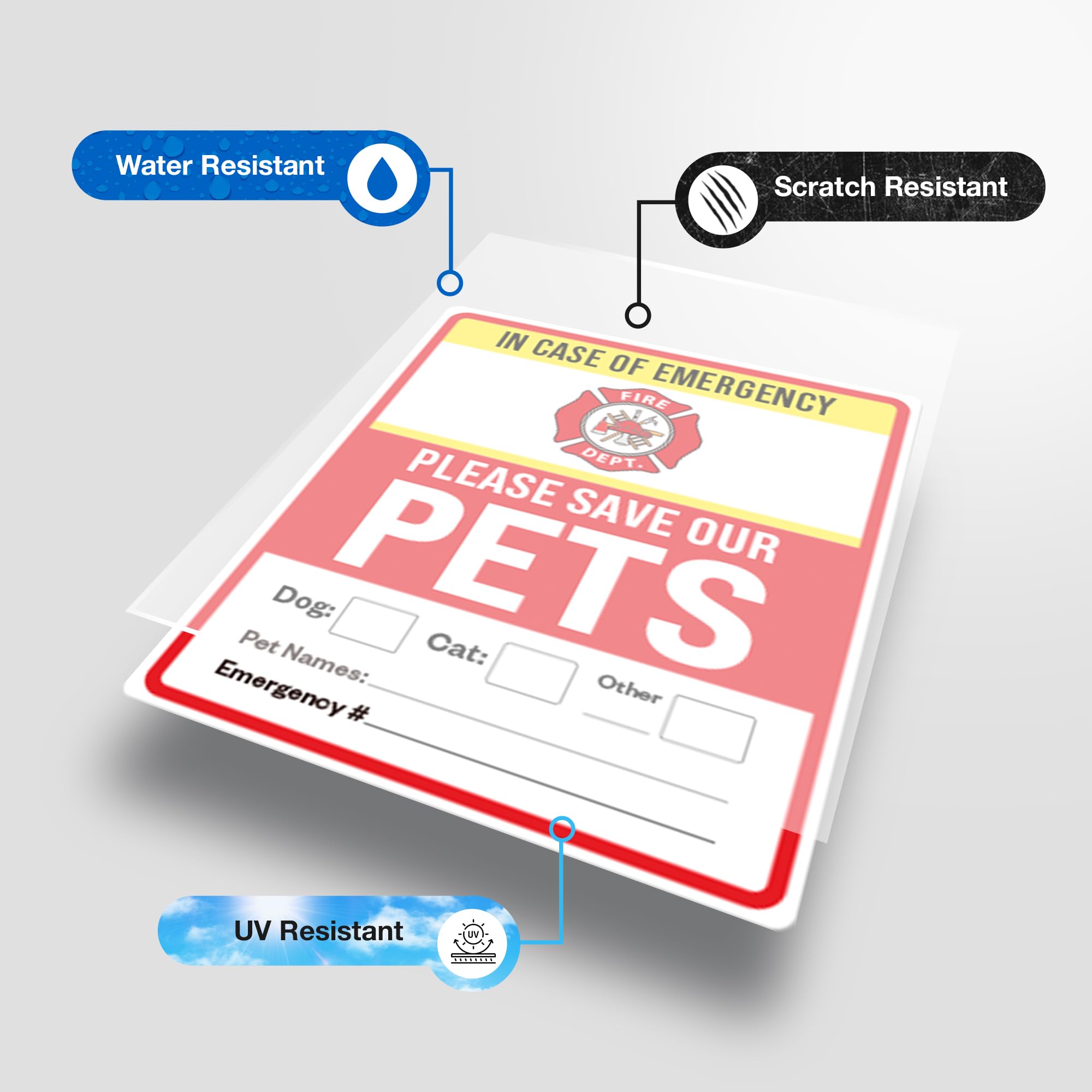 Pet Alert Safety Fire Rescue Sticker, 4''X5'' 6Pack - Save Our Pets Emergency Pet Inside Decal - In Case Of Emergency Danger Pet