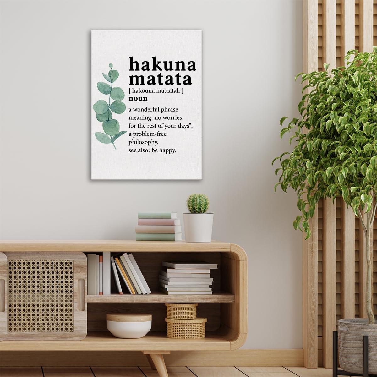 Canvas Wall Art Inspirational Hakuna Matata Word Definition Canvas Print Painting Home Wall Decor Framed Funny Gift 12x15 Ready
