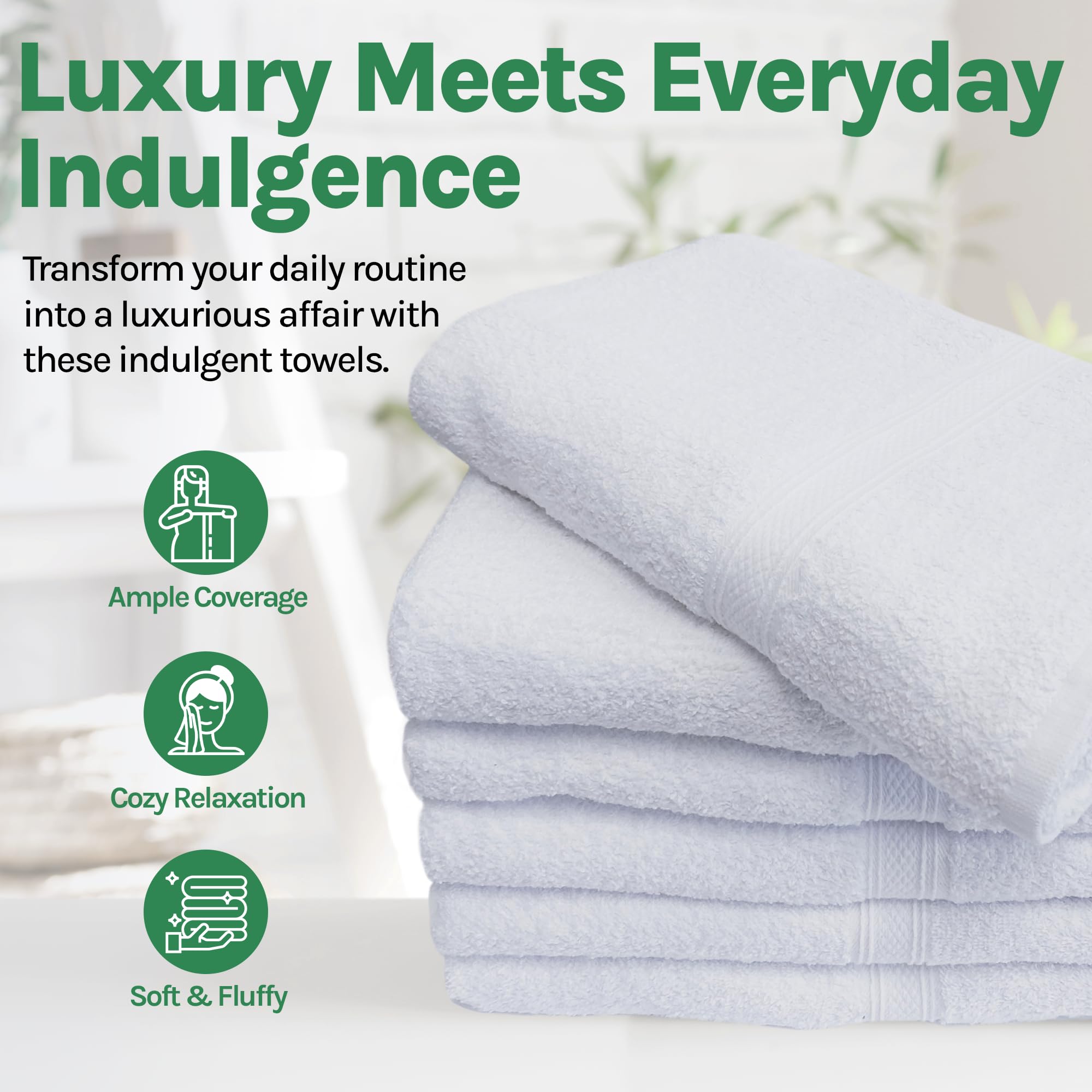 Towels N More 6 Pack 22''X44'' Small Light Weight Gym Towels Or Can Be Used As Quick Dry Bath Towel Or Salon Towel, 100% Ring Sp
