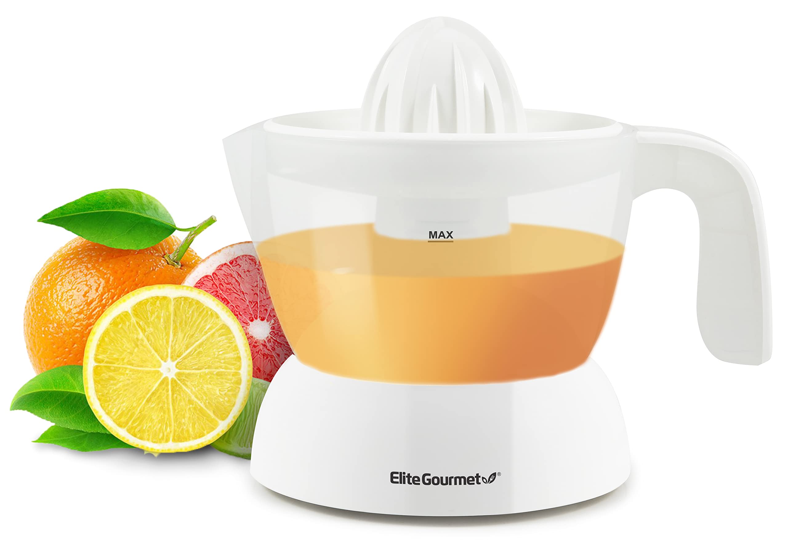 Elite Gourmet Ets-411 Bpa-Free Electric Citrus Juicer Extractor: Compact Large Volume Pulp Control Oranges, Lemons, Limes, Grape