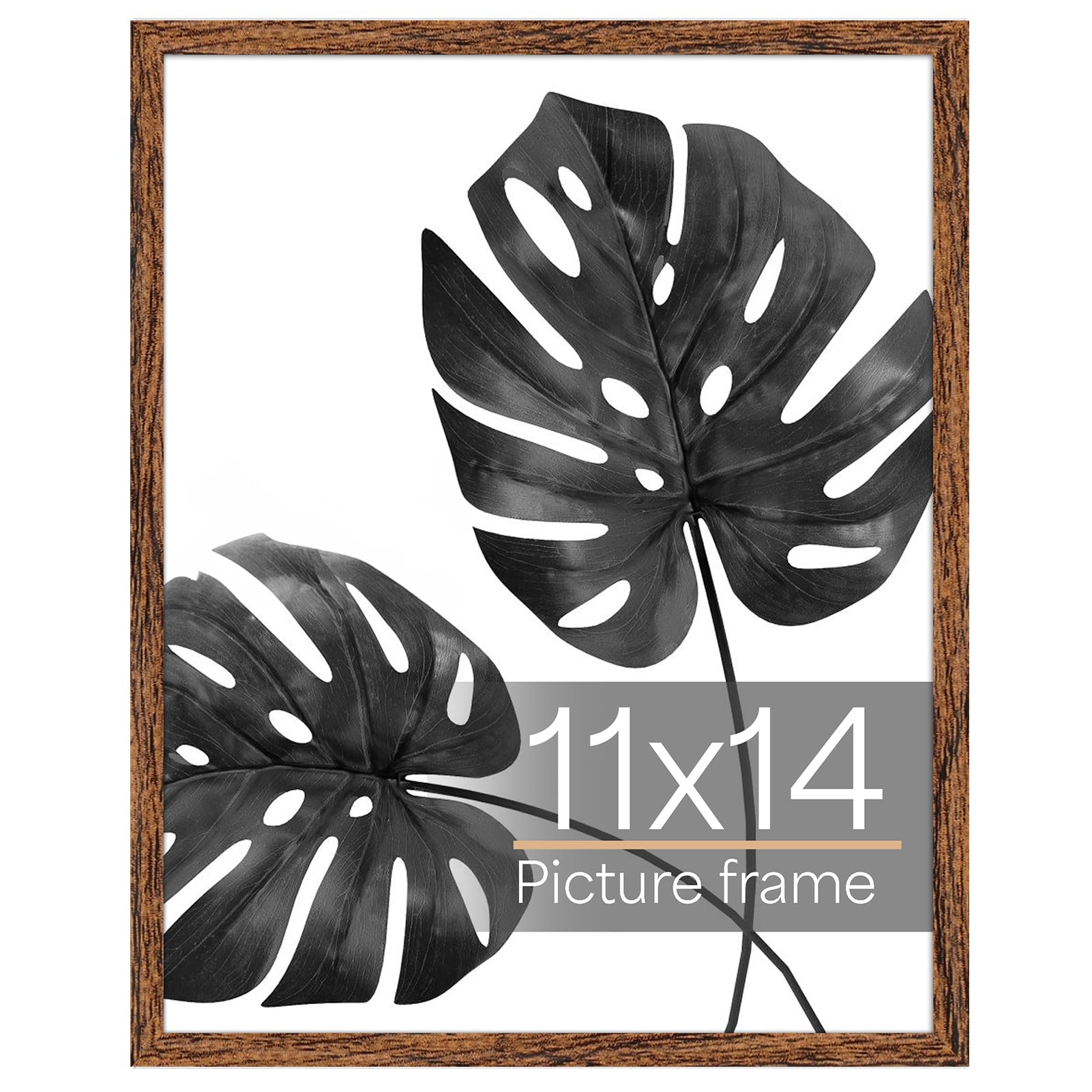 Giftgarden 11x14 Picture Frame Walnut Brown, 11 by 14 Thin Photo Frame for Wall Tabletop Display, Single