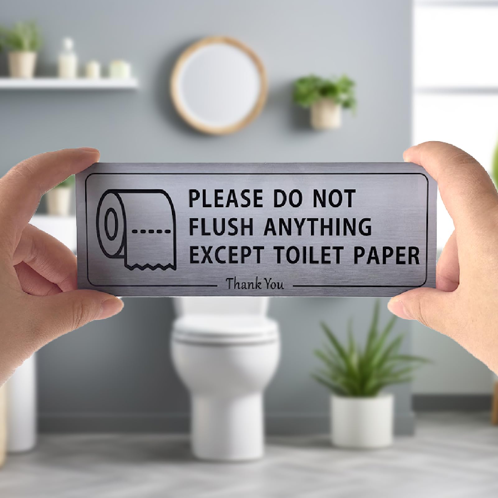2 PACK Do Not Flush Anything Except Toilet Paper Bathroom Sign for Business Wall Set, Airbnb Essentials for Hosts, Guest Restroo