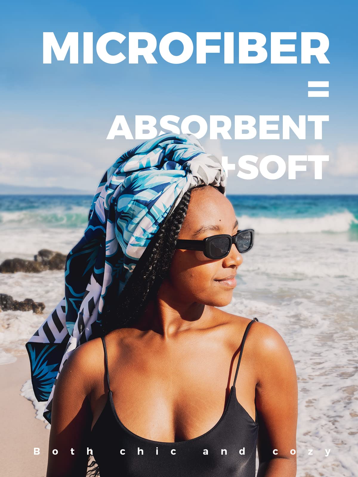 Ocoopa Microfiber Beach Towel Fast Drying, Extra Large 71 '' X 32 '' Sand Free Beach Towel Super Lightweight Towels For Swimming