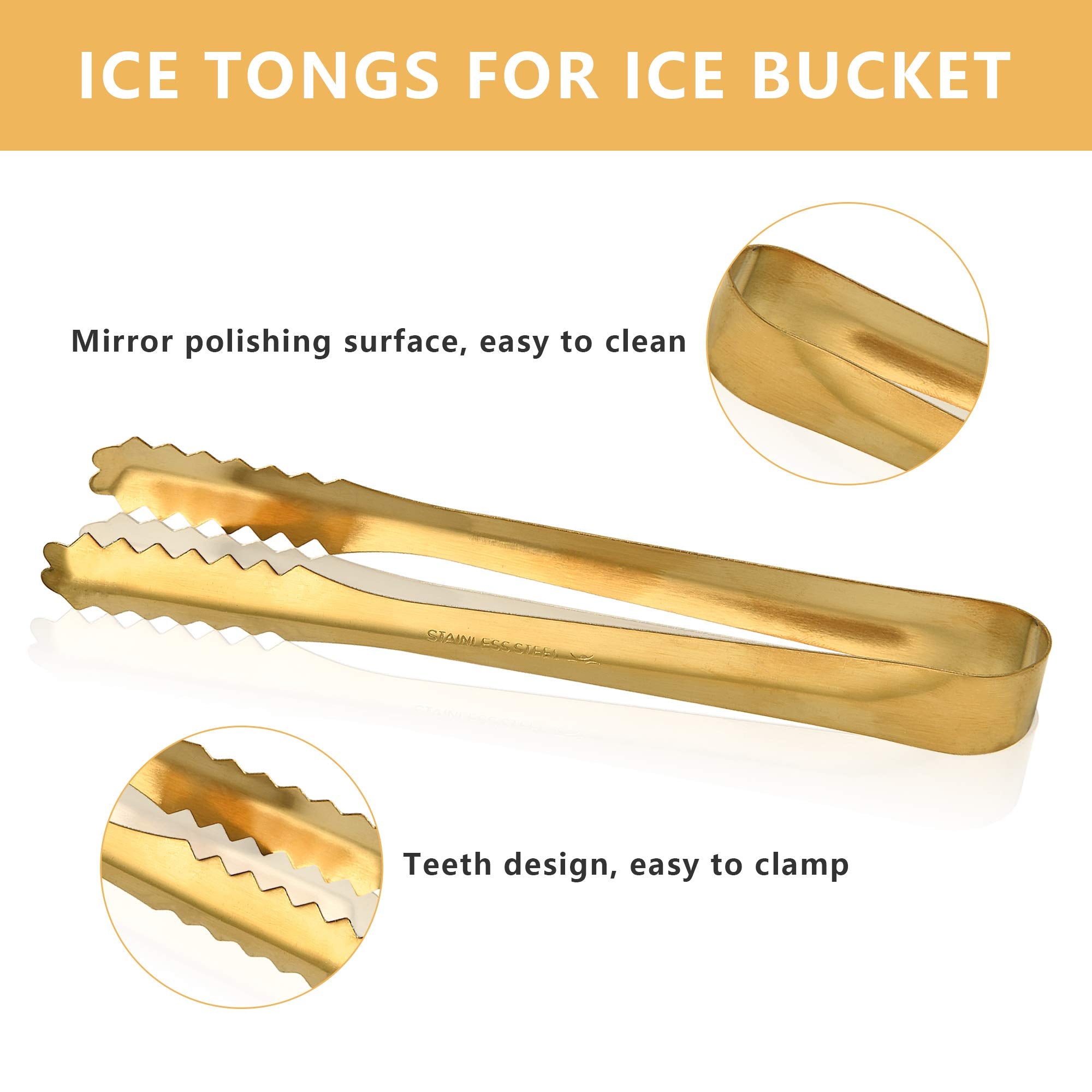 Stainless Steel Ice Scoop And Ice Tongs, Akamino Small Round Bottom Bar Ice Flour Utility Scoop & Buffet Clip Kitchen Bar Bbq Pa