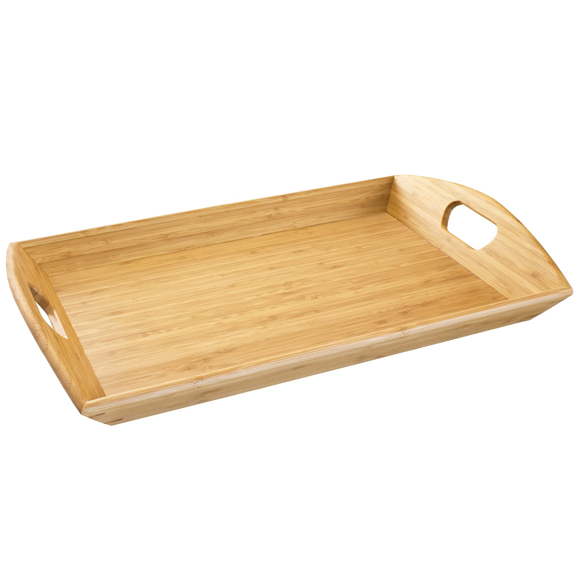 Totally Bamboo Butler'S Serving Tray With Handles, Decorative Tray For Ottoman Or Coffee Table, 23'' X 15''