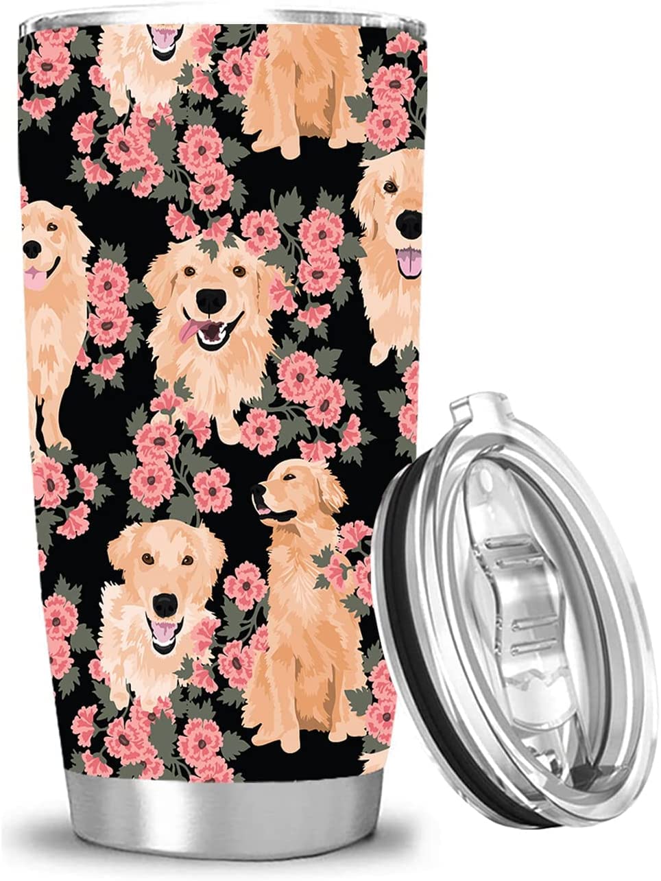 Waldeal Golden Retriever Gift For Men Women, Dog Lovers Birthday Gifts, 20Oz Stainless Steel Tumbler Cup With Lid, Insulated Tra