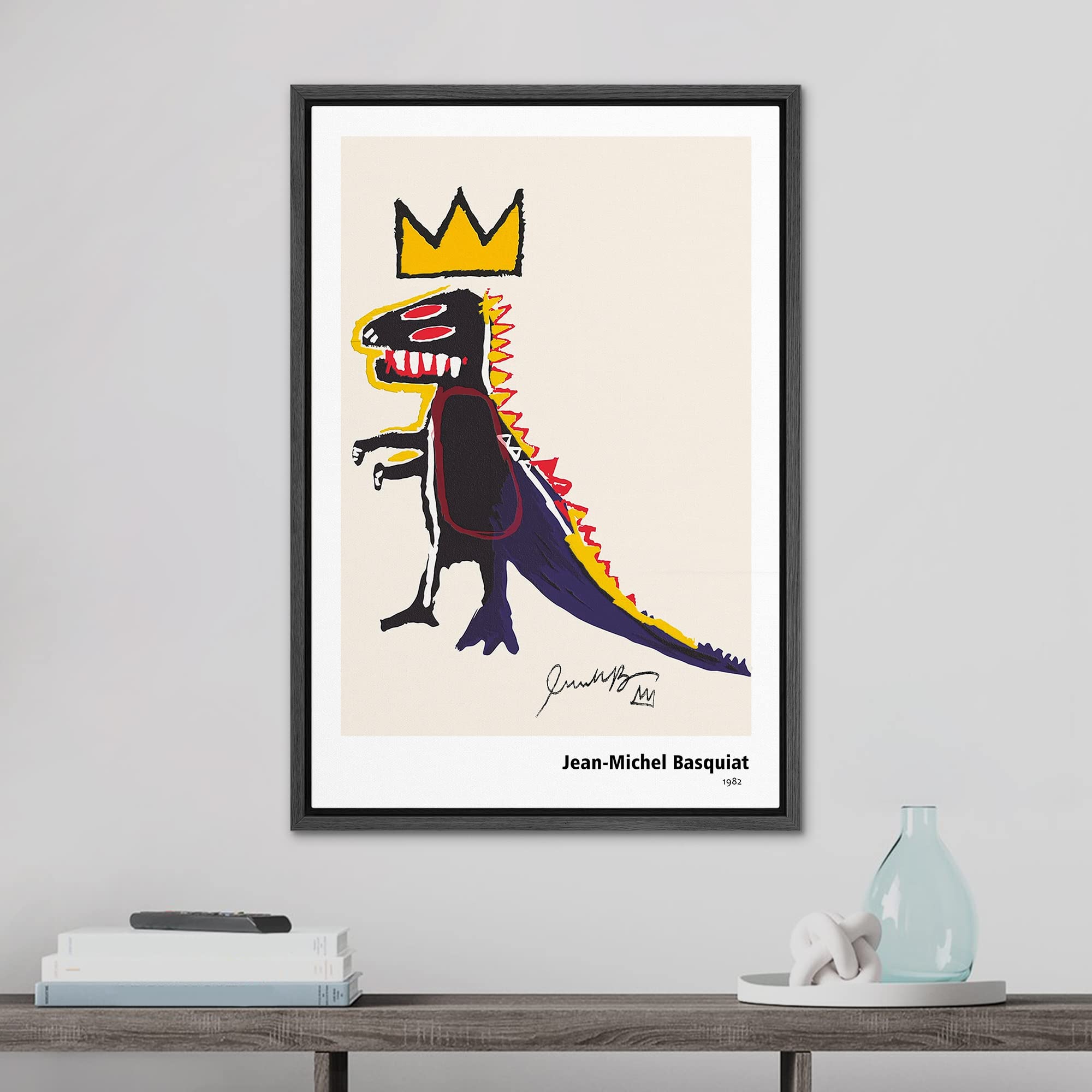 Signleader Framed Canvas Print Wall Art Dinosaur King Animals Fantasy Illustrations Fine Art Rustic Scenic Colorful For Living R