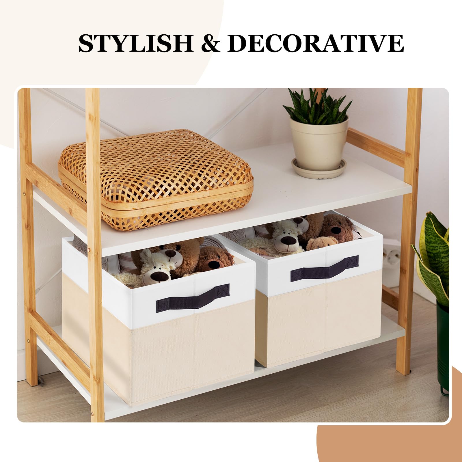 Criusia 4 Pack Baby Clothes Organizer Bins, Fabric Collapsible Storage Baskets With Handles, Odorless Storage Bins For Toy Cloth