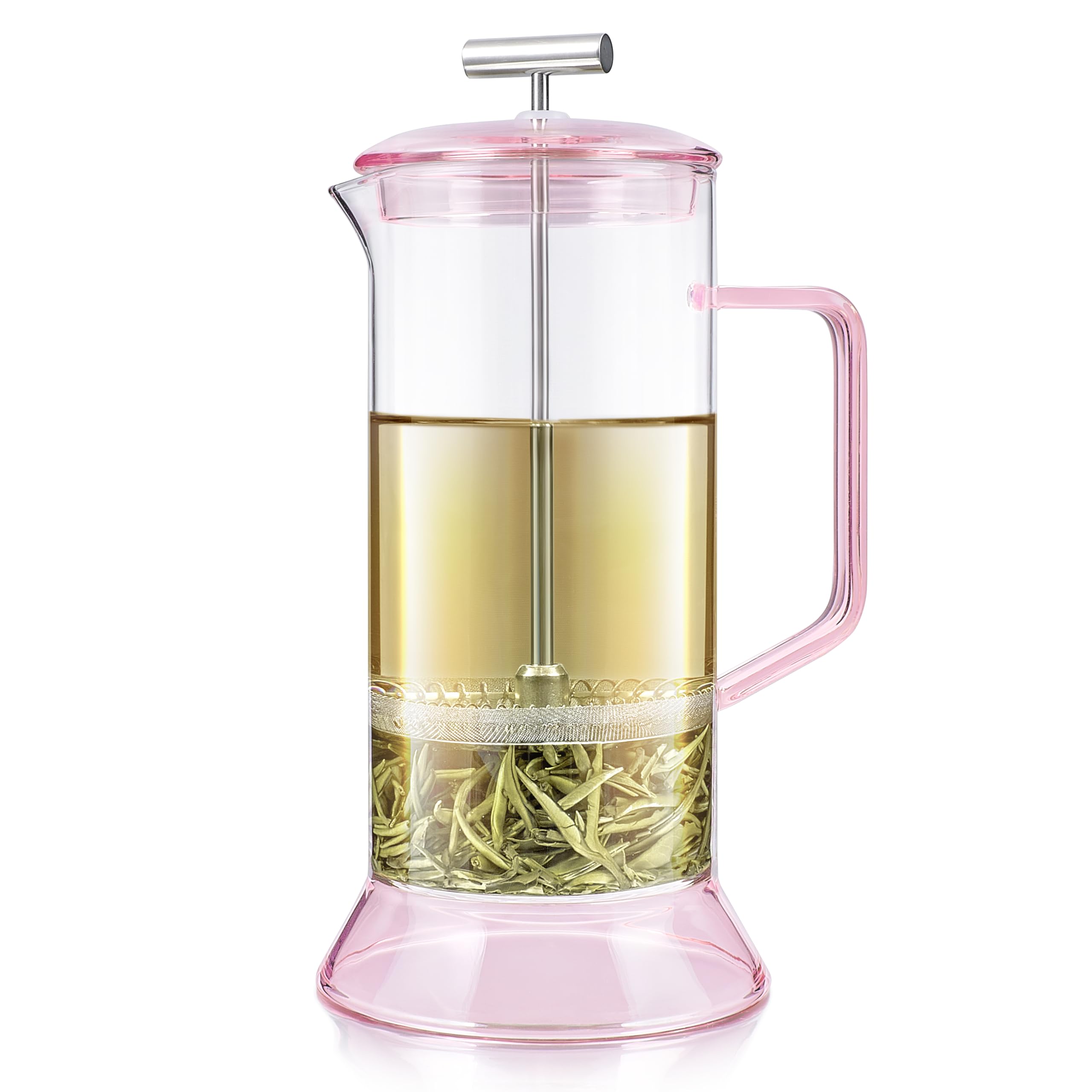 Teabloom Toulouse Borosilicate Glass Tea Press And Coffee Maker With No Plastic, 24-Ounce (700 Ml) - Dawn Rose