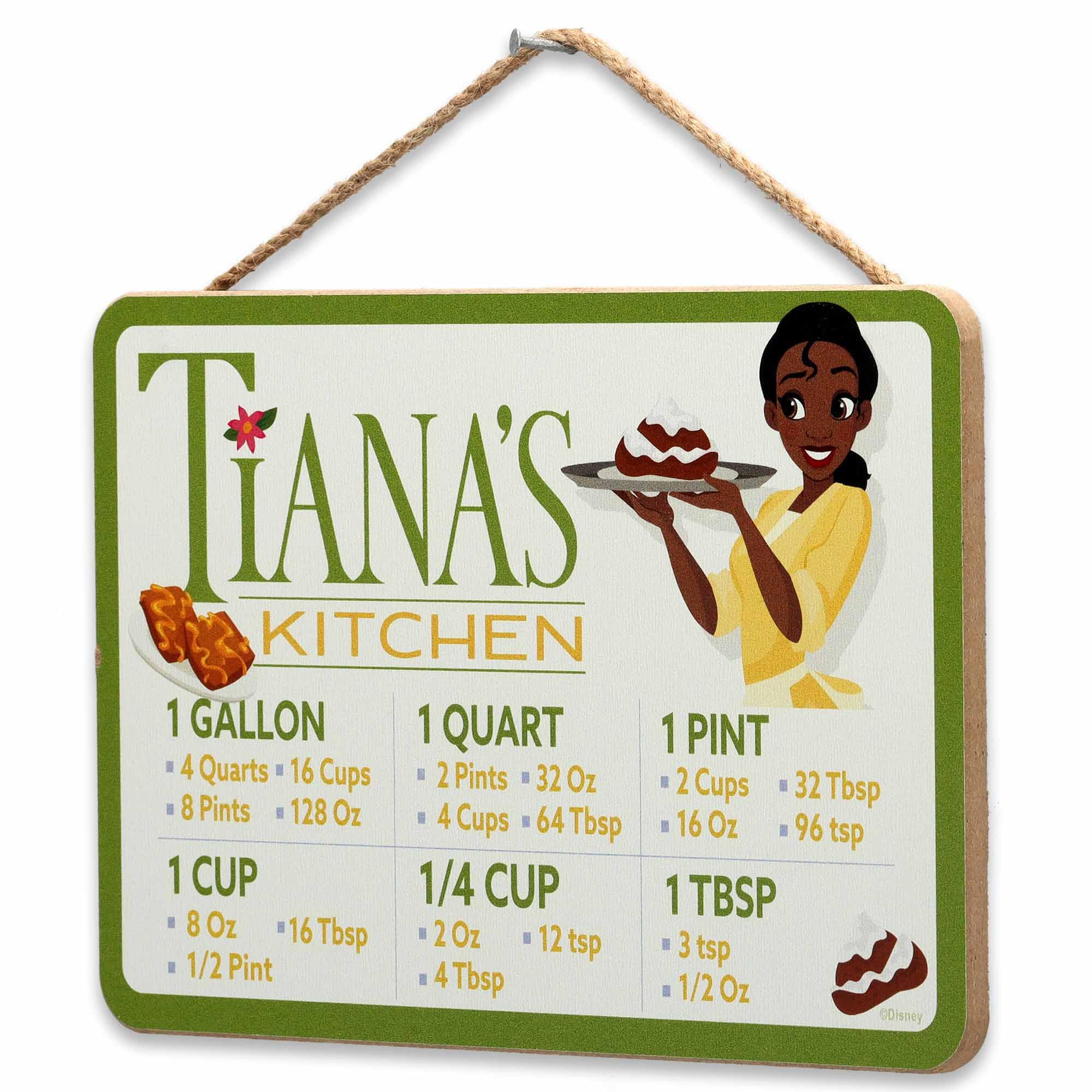Disney The Princess and the Frog Tiana s Kitchen Hanging Wood Measuring Sign - Fun Tiana Kitchen Conversion Chart for Home