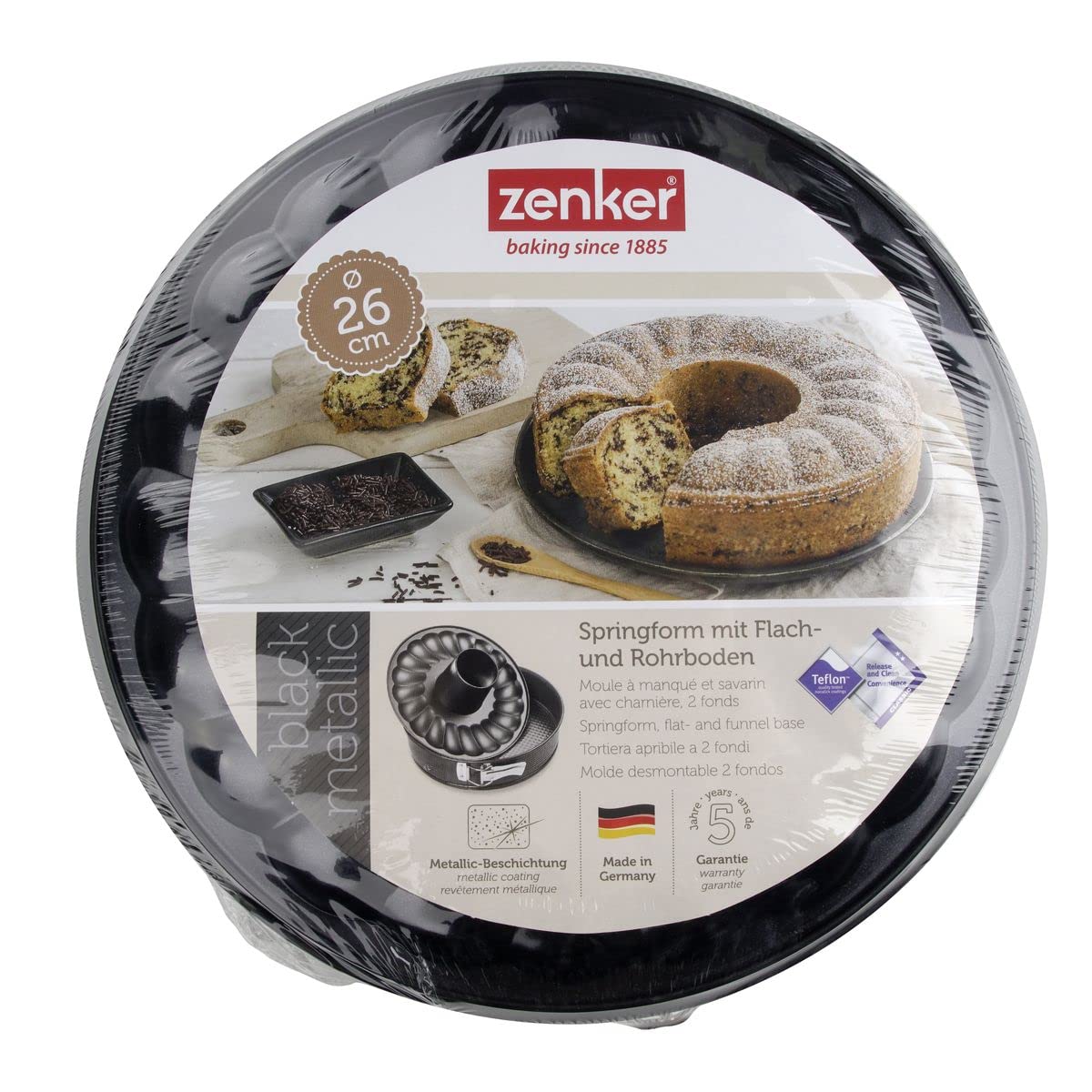 Zenker 10-inch Non-Stick Carbon Steel Springform Pan with 2 Bases  Standard and Bund