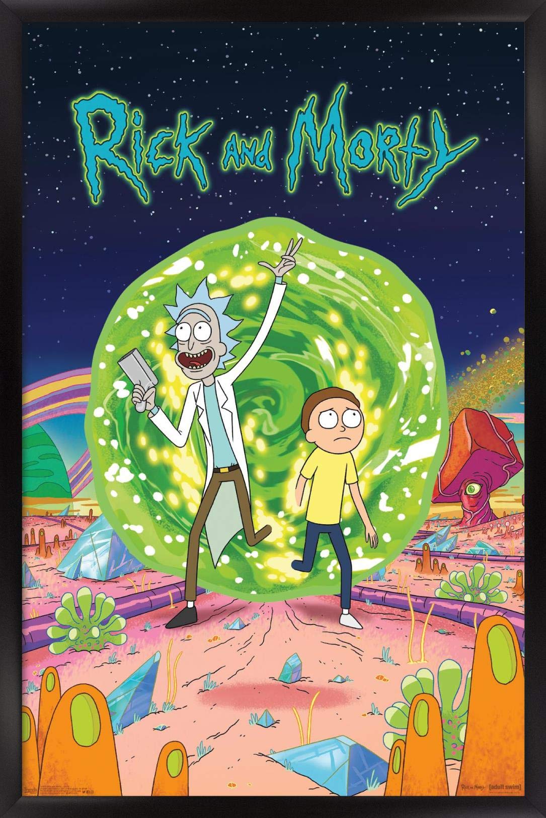 Trends International Rick And Morty - Cover Wall Poster, 14.725'' X 22.375'', Black Framed Version