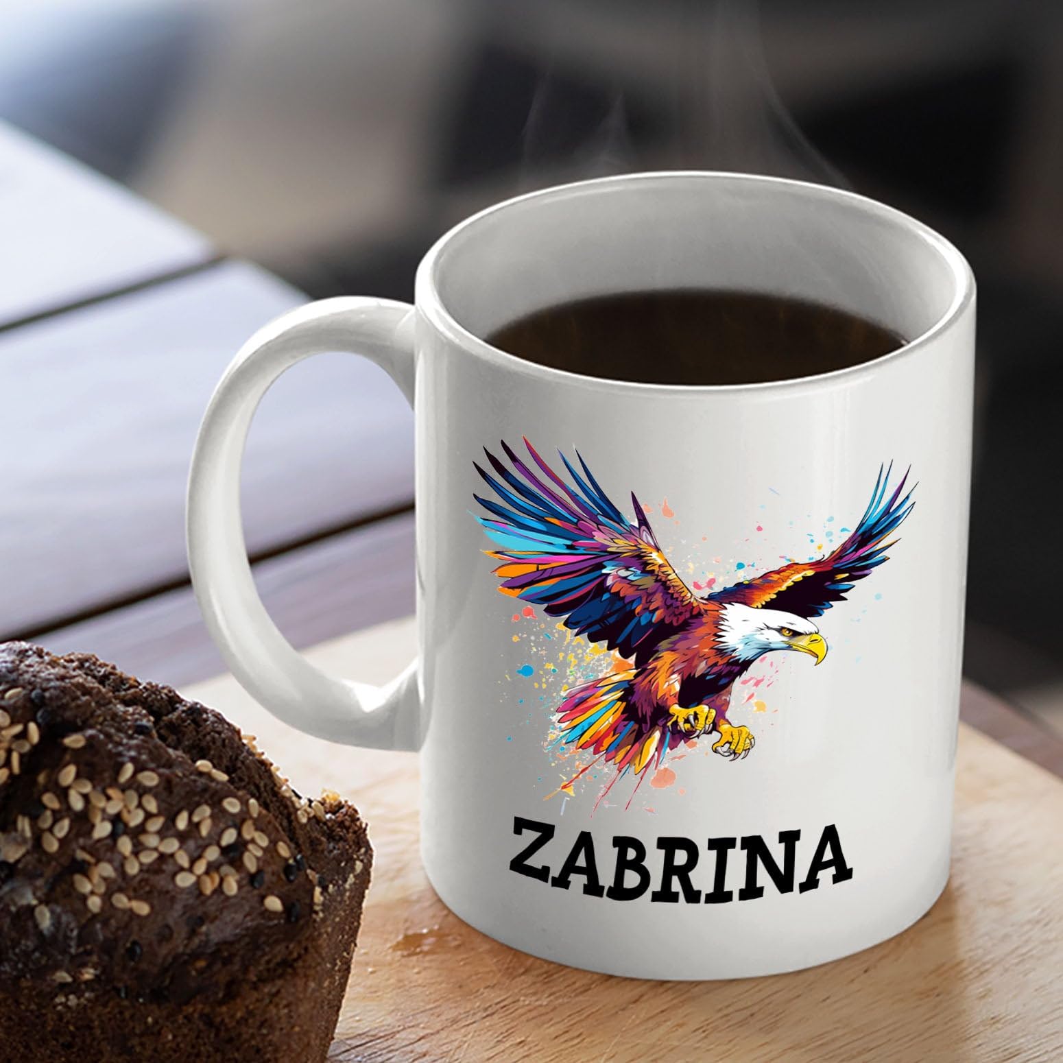 Personalized Eagle Coffee Mug Cup With Name, Customized Eagle Travel Tea Cup Gift For Men Women Eagle Lover Birthday, Eagles Cof