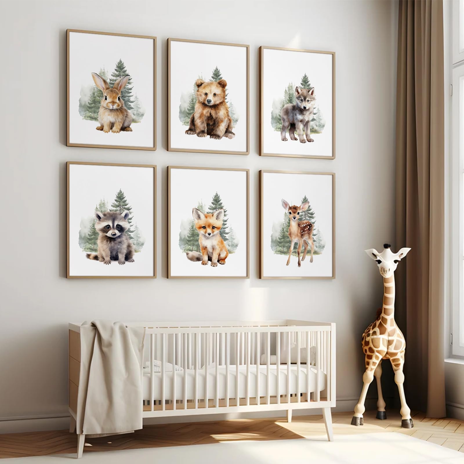 Woodland Animal Nursery Wall Art Decor Set Of 6 Baby Boys Room Wall Art Forest Animal Canvas Wall Decor Kids Art Prints Watercol