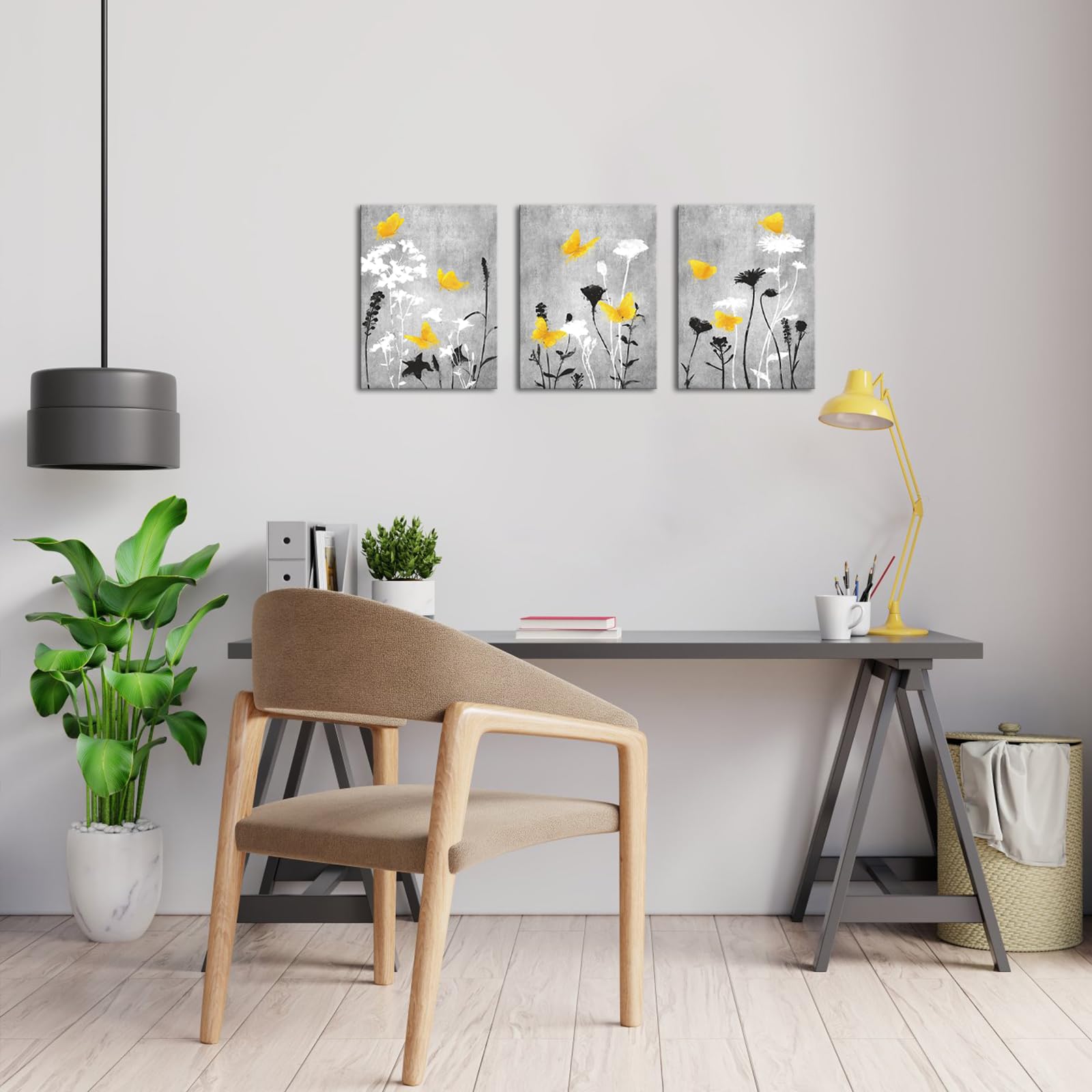 Lovehouse Yellow And Grey Bathroom Flower Wall Art Grey And Yellow Bathroom Pictures Prints Grey Gray Floral Art Decor