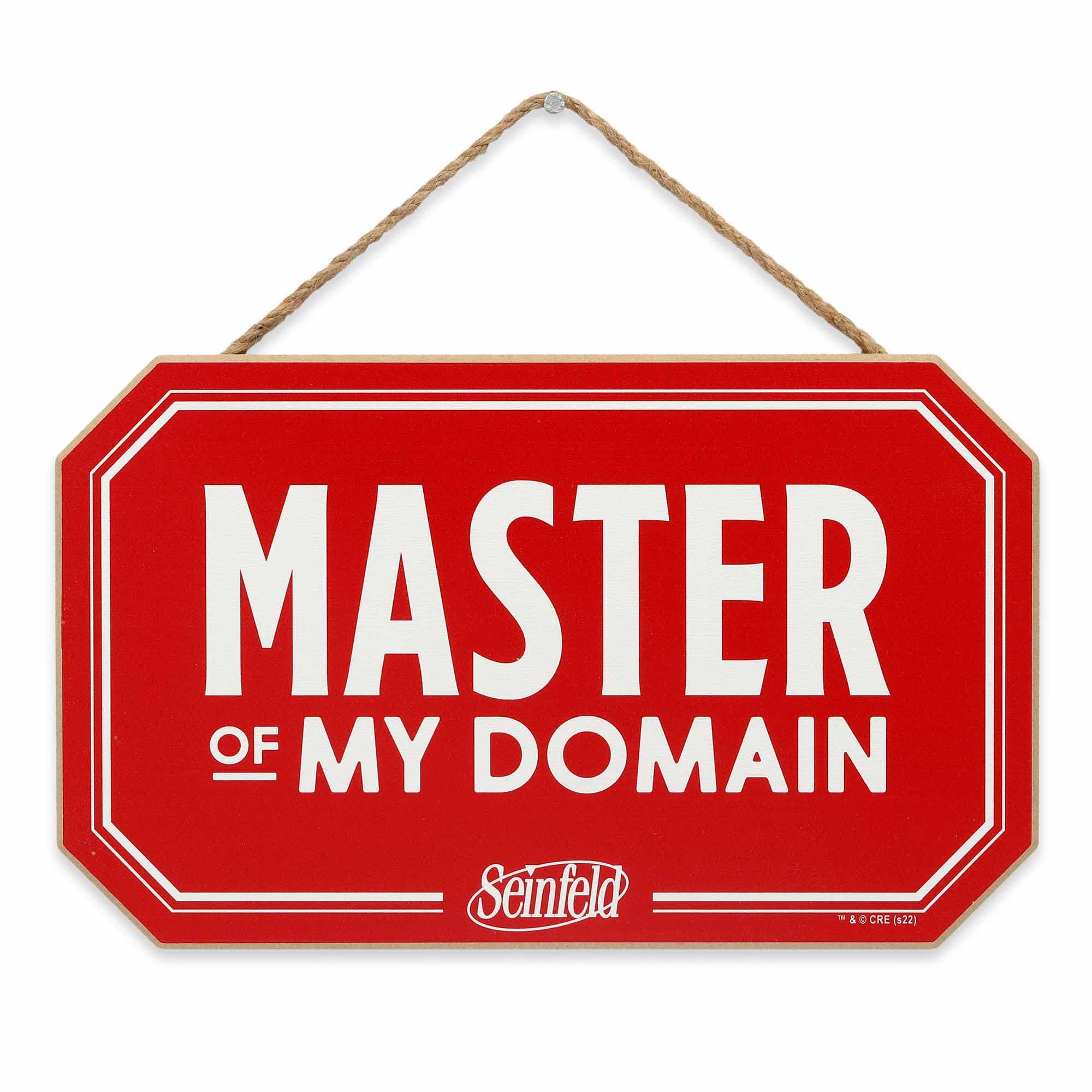 Seinfeld Master of My Domain Hanging Wood Wall Decor - Funny Seinfeld Sign - Great Gift Idea