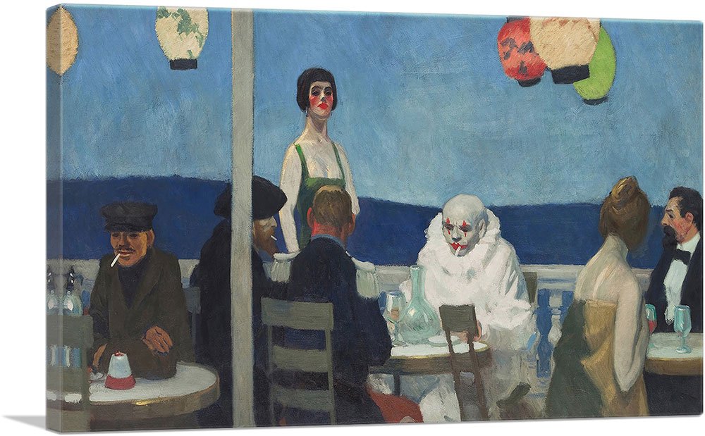 Artcanvas Soir Bleu 1914 Canvas Art Print Stretched Framed Painting Picture Poster Giclee Wall Decor By Edward Hopper - 12'' X 8