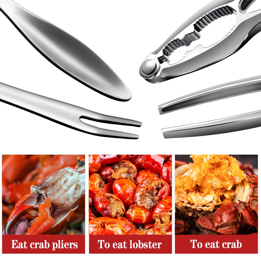 FFNIU Crab Crackers and Tools Set - 8pcs Including Lobster Crackers, Shell Forks, and Mallets - Ideal Seafood Tool Kit