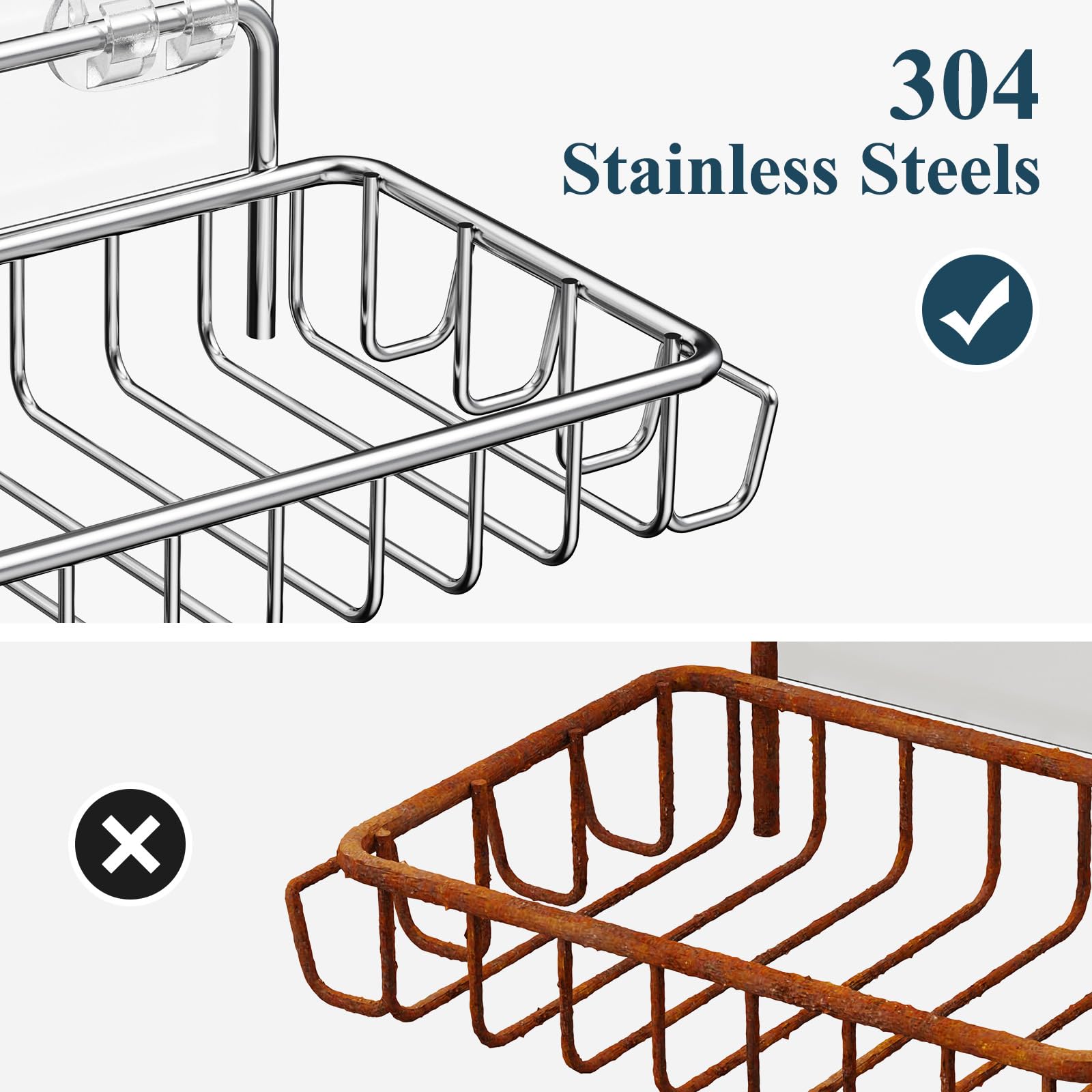 Nieifi Bar Soap Holder For Shower Wall With 4 Hooks, Stainless Steel Adhesive Soap Dish For Bathroom, Silver