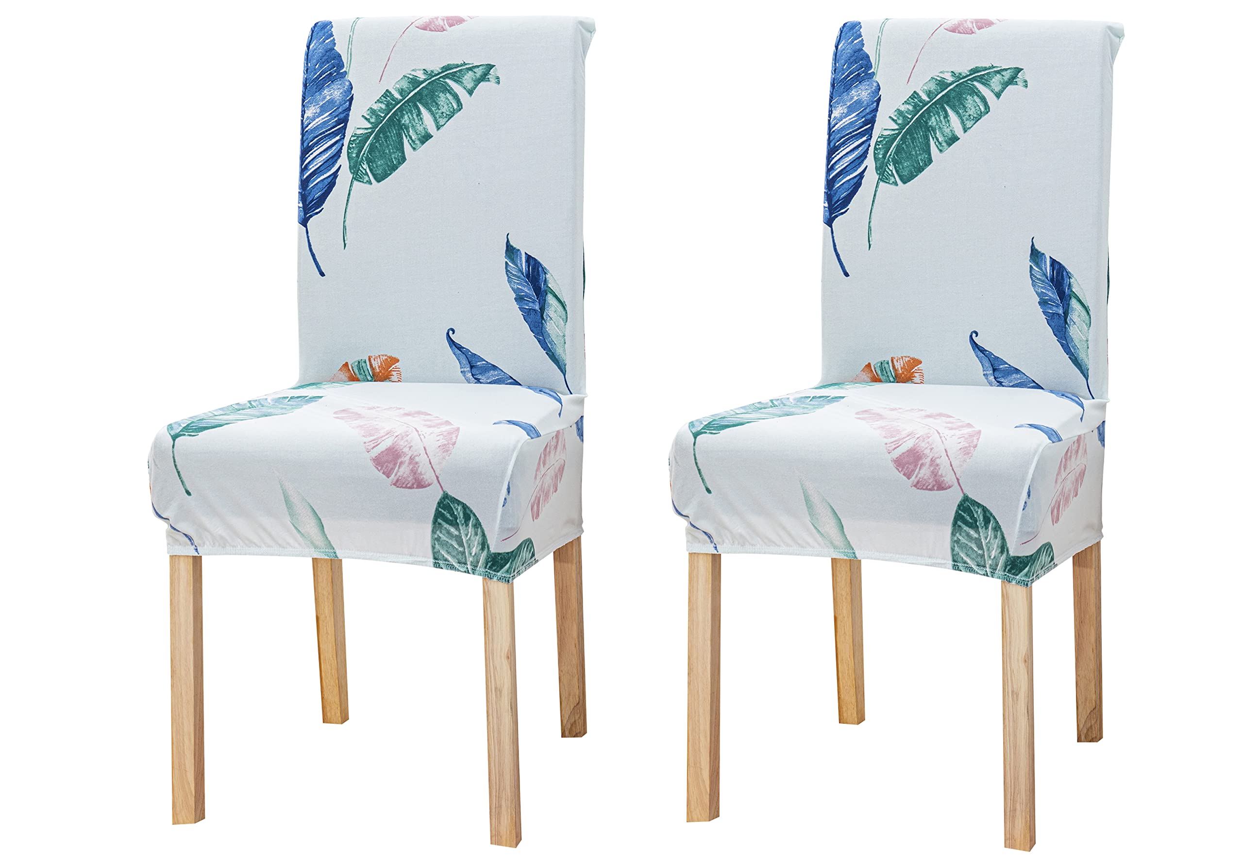 House Of Quirk Elastic Chair Cover Stretch Removable Washable Short Dining Chair Cover Protector Seat Slipcover (Pack 2, Light B
