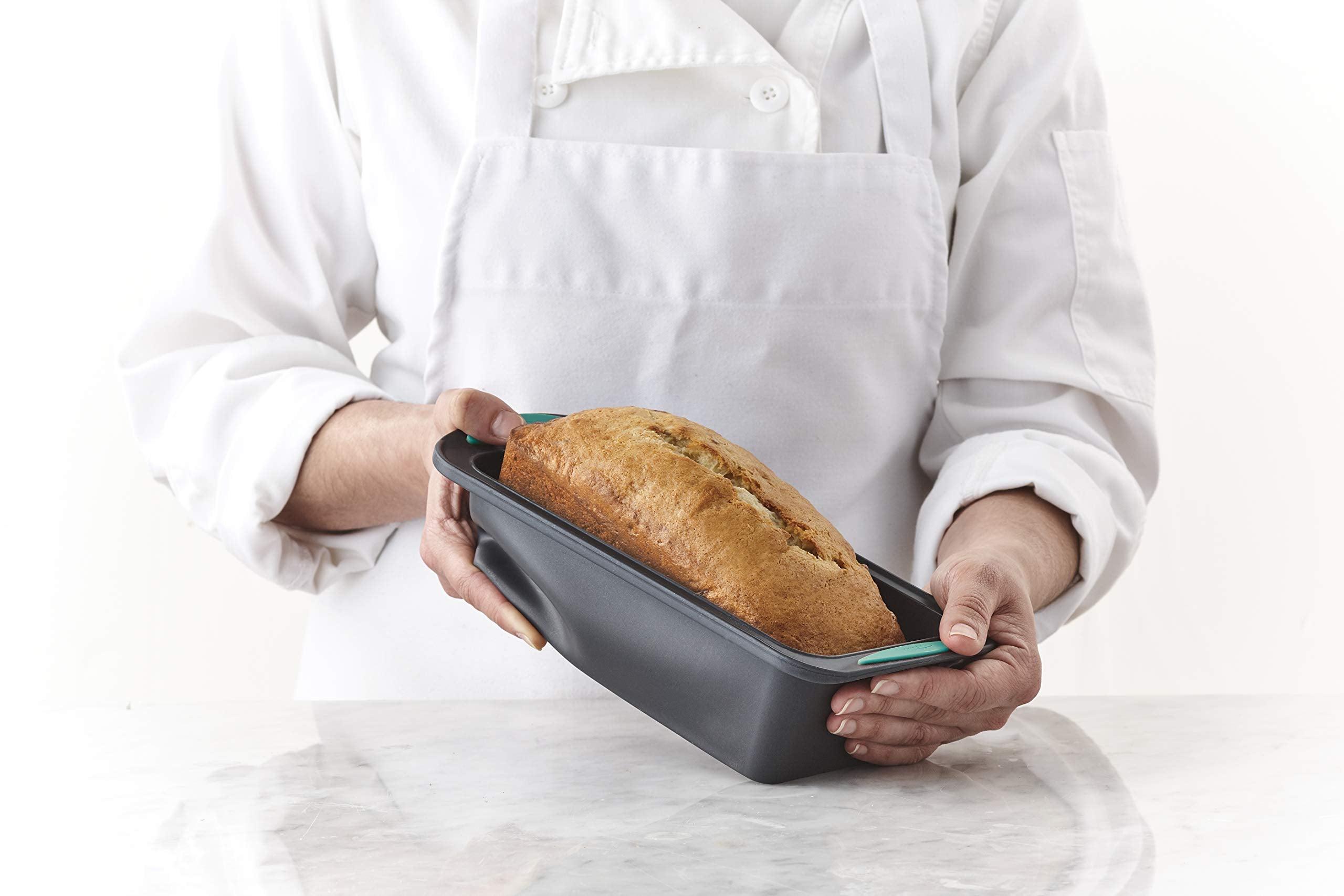Trudeau Structure Silicone Bakeware, 8.5 X 4.5 Loaf Pan, Mint/Black