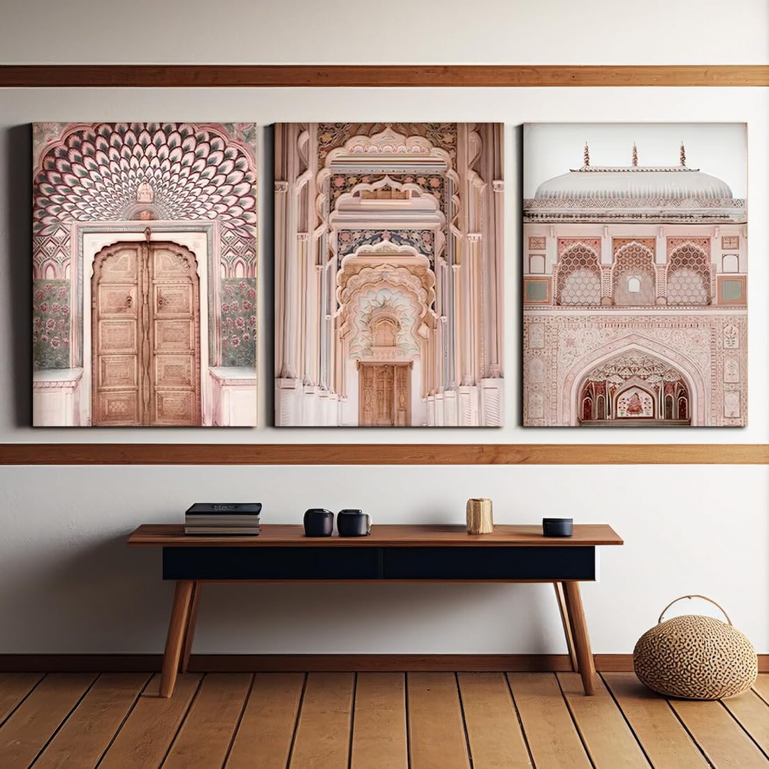 Chalk My Theme Jaipur City Wood Print Wall Art Set Of 3 Home Decor, Living Room, Bedroom, Cafe, Room Painting For Wall Decoratio