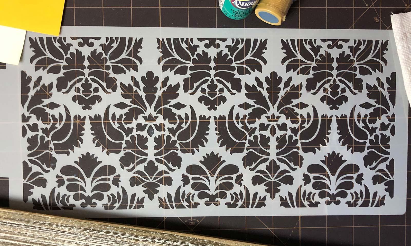 Designer Stencils C405 Damask Cake Tier 5 Cake Stencil, Beige/Semi-Transparent 3.1'' X 13.5''