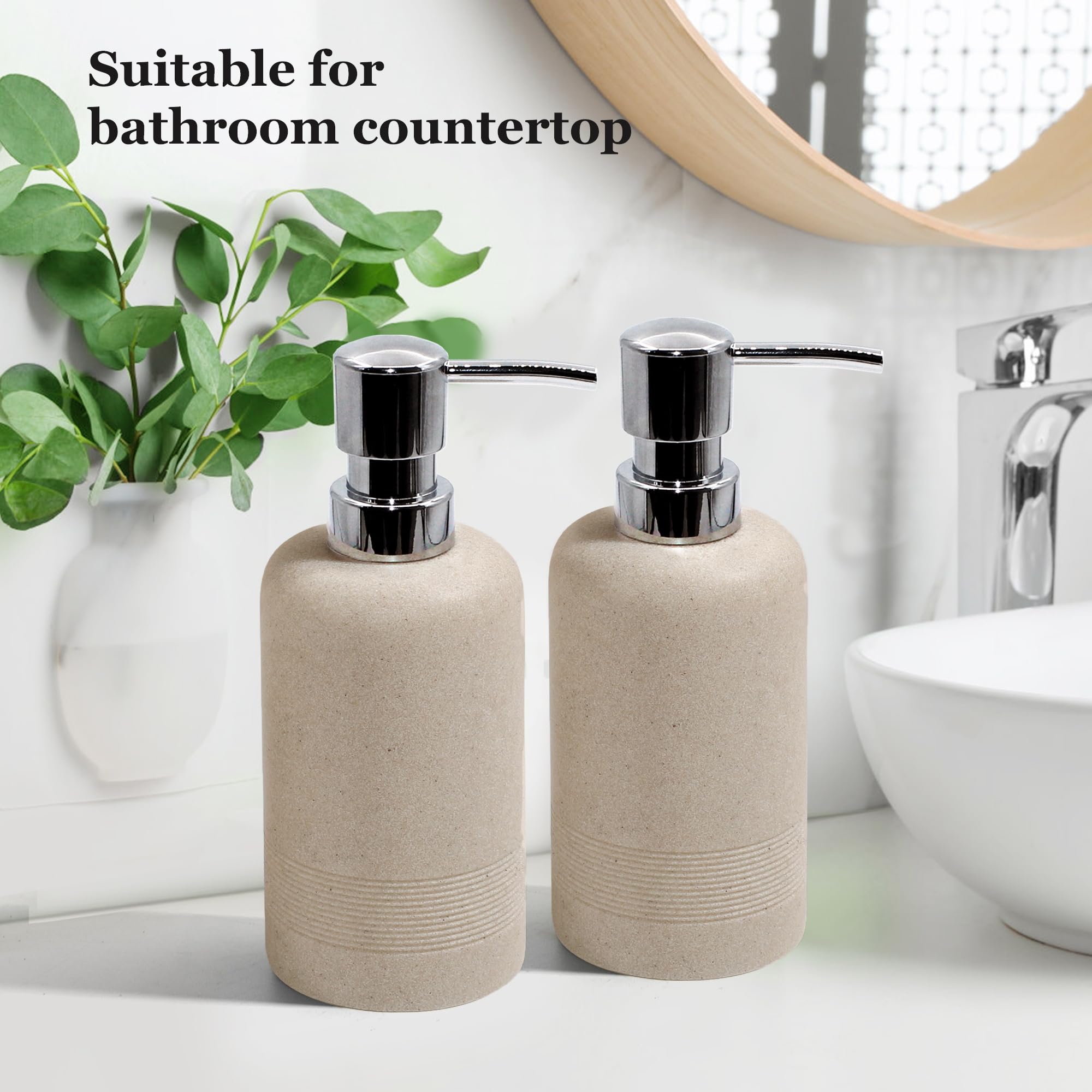 Ymxyjm Resin Soap Dispenser Sets, 2 Pcs Heavy Lotion Dispensers,10.8Oz Refillable Liquid Soap Dispensers With Rust-Proof Pump Fo
