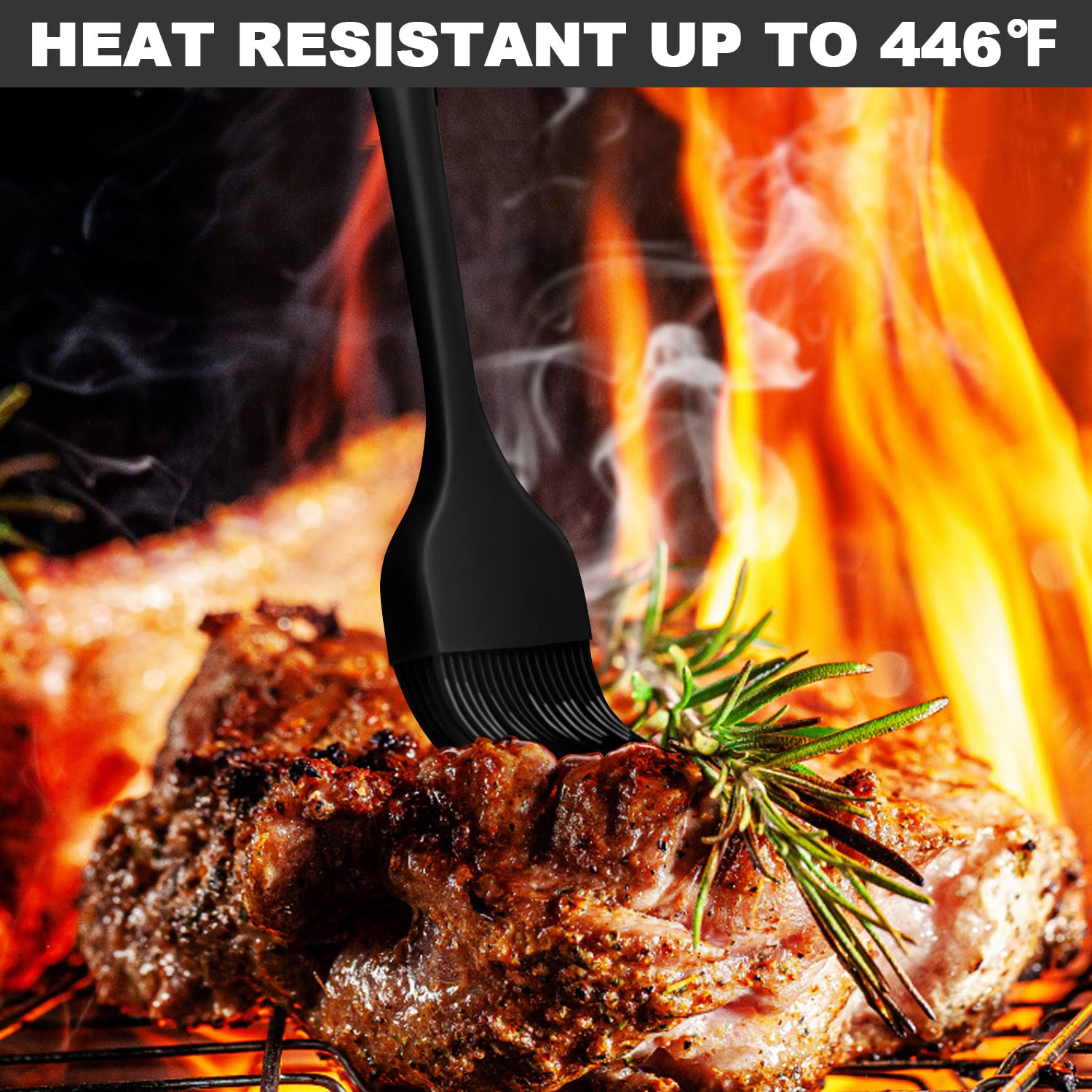 Anaeat 2 Pack Silicone Basting Pastry Brushes - Heat Resistant Brush With Soft Bristles, Hygienic One Piece Design, Marinade Bru