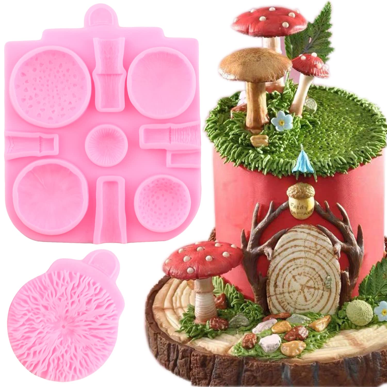 Mujiang 3D Mushroom Fondant Silicone Molds For Cake Decorating Chocolate Candy Polymer Clay Resin Gum Paste