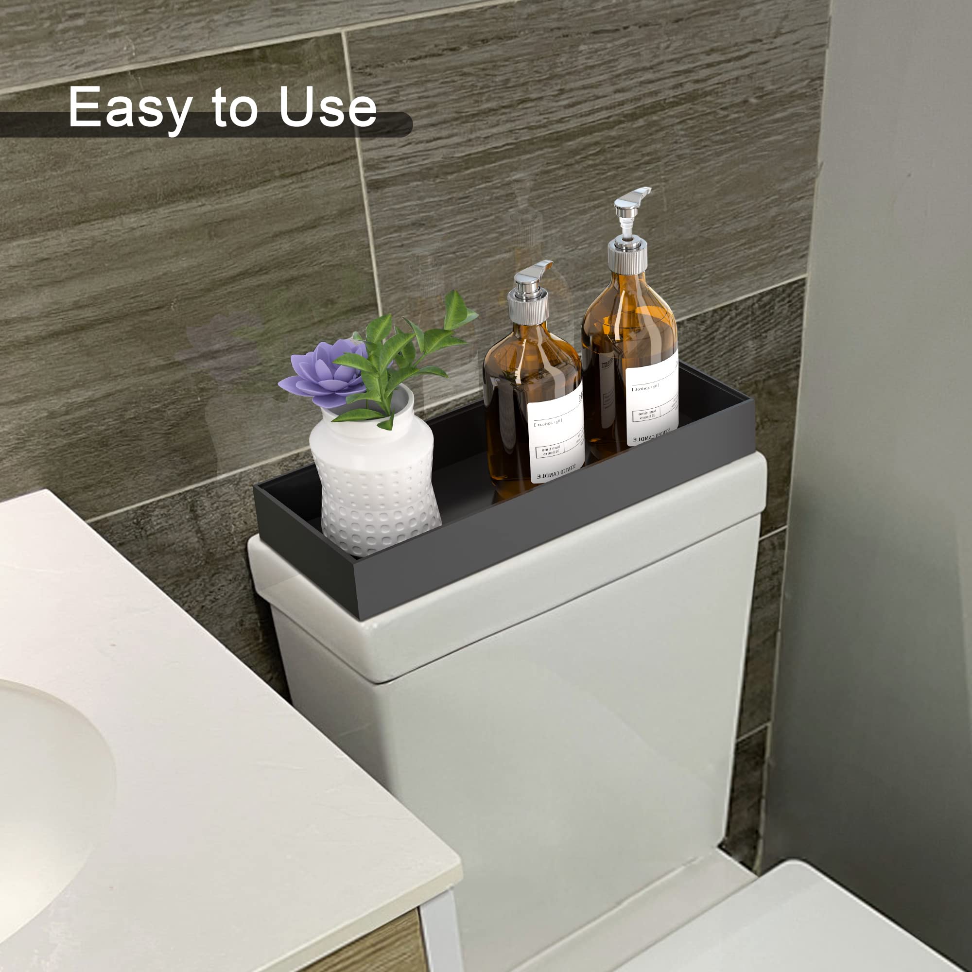 Toilet Tank Tray For Modern Black Bathroom Decor Set Of 2 Toilet Tank Topper Paper Storage Decorative Organizer Box Wood Vanity