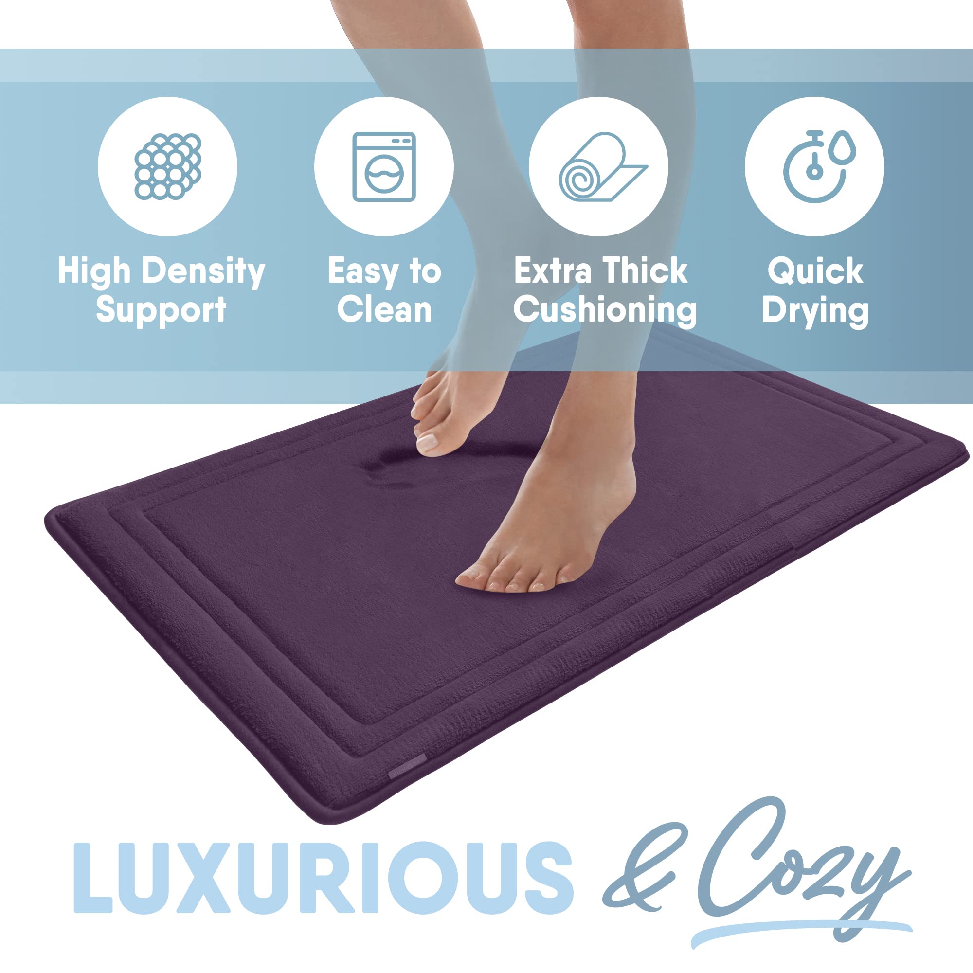 MICRODRY Quick Dry Memory Foam Luxury Framed Bath Mat Rug (Iris  2-Piece Set)
