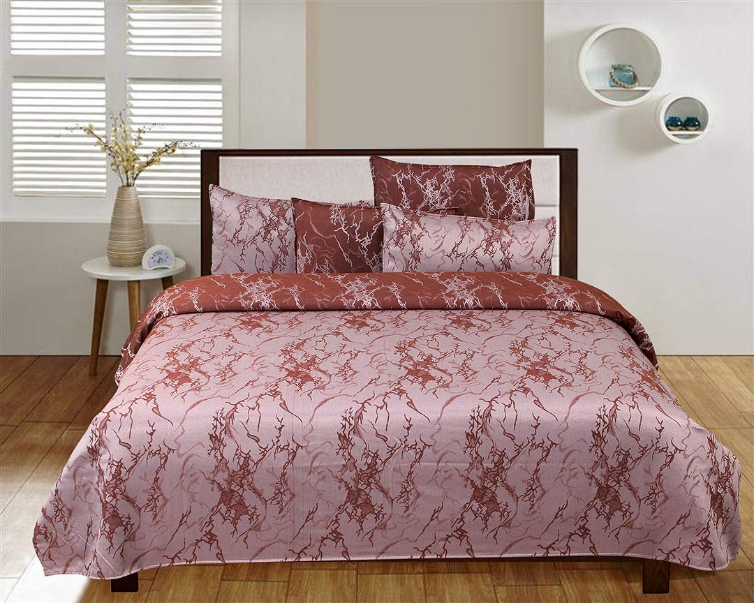 Aazeem Bedding Jaquard Bed Sheet Set Queen Size  1 Flat Sheet And 2 Pillowcases  Soft Brushed Cotton Fabric  Shrinkage Resist