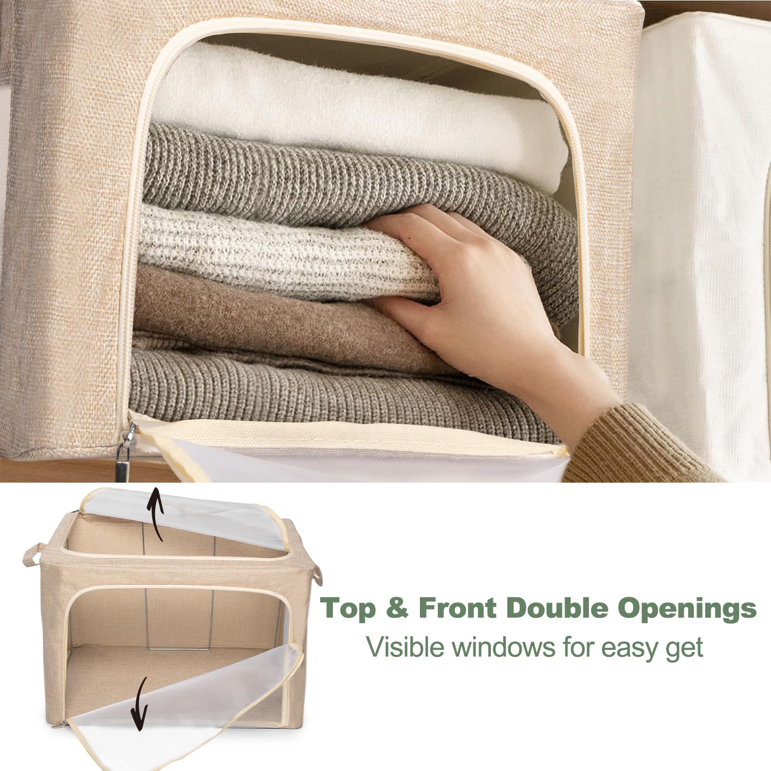 66L Large Cashmere Sweater Storage Bags | With 2 Bags Of Natural Cedar Ball | Breathable Cashmere Garment Bag For Merino Wool/Kn