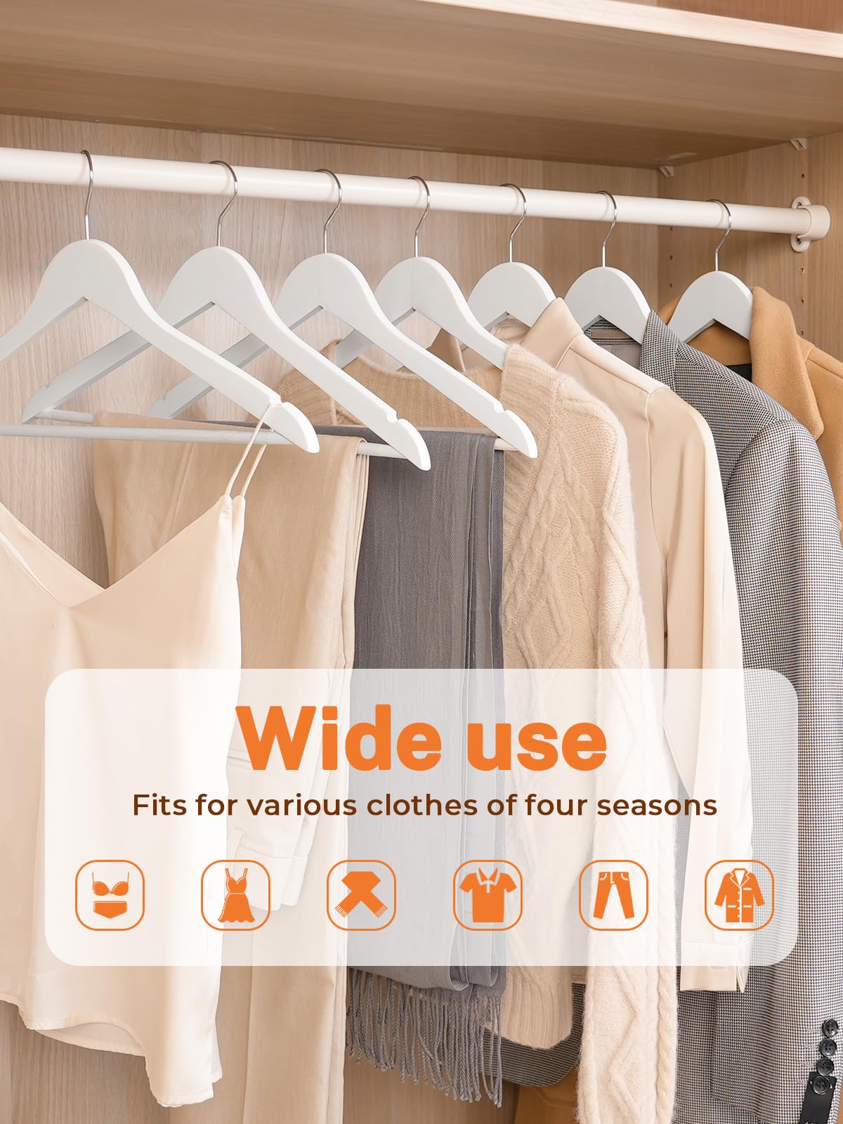 House Day White Wooden Hangers 10 Pack Wood Clothes Hangers Smooth Finish Wooden Coat Hangers For Closet Heavy Duty Hangers Soli