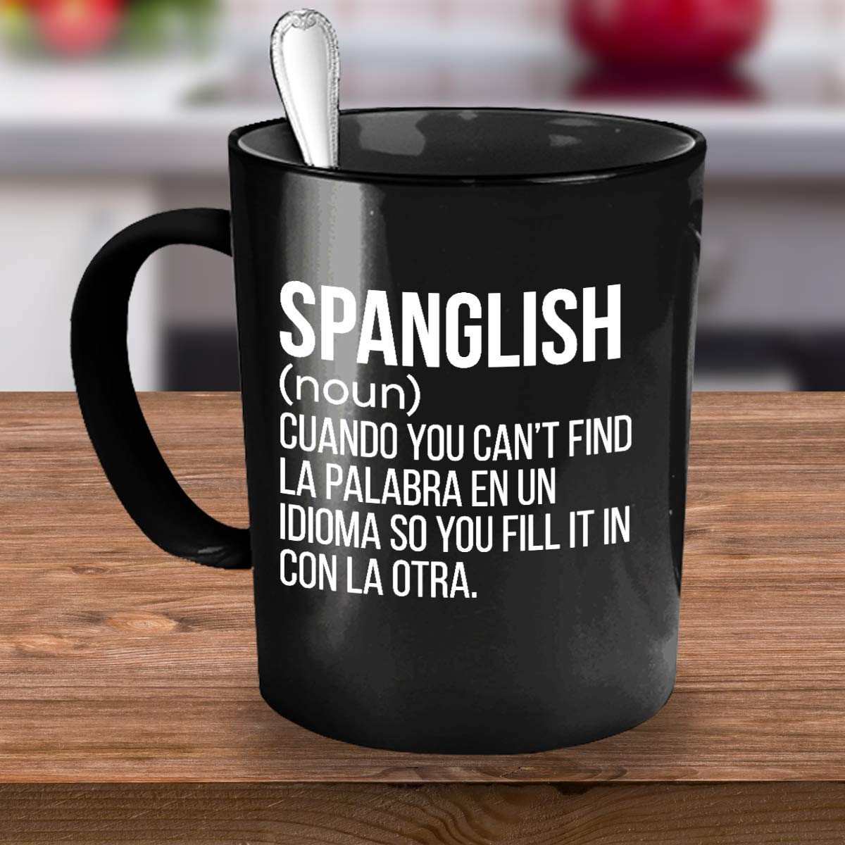 Spanglish Mug, Mexican Coffee Mugs, Spanish Ceramic Travel Mug, Puerto Rico