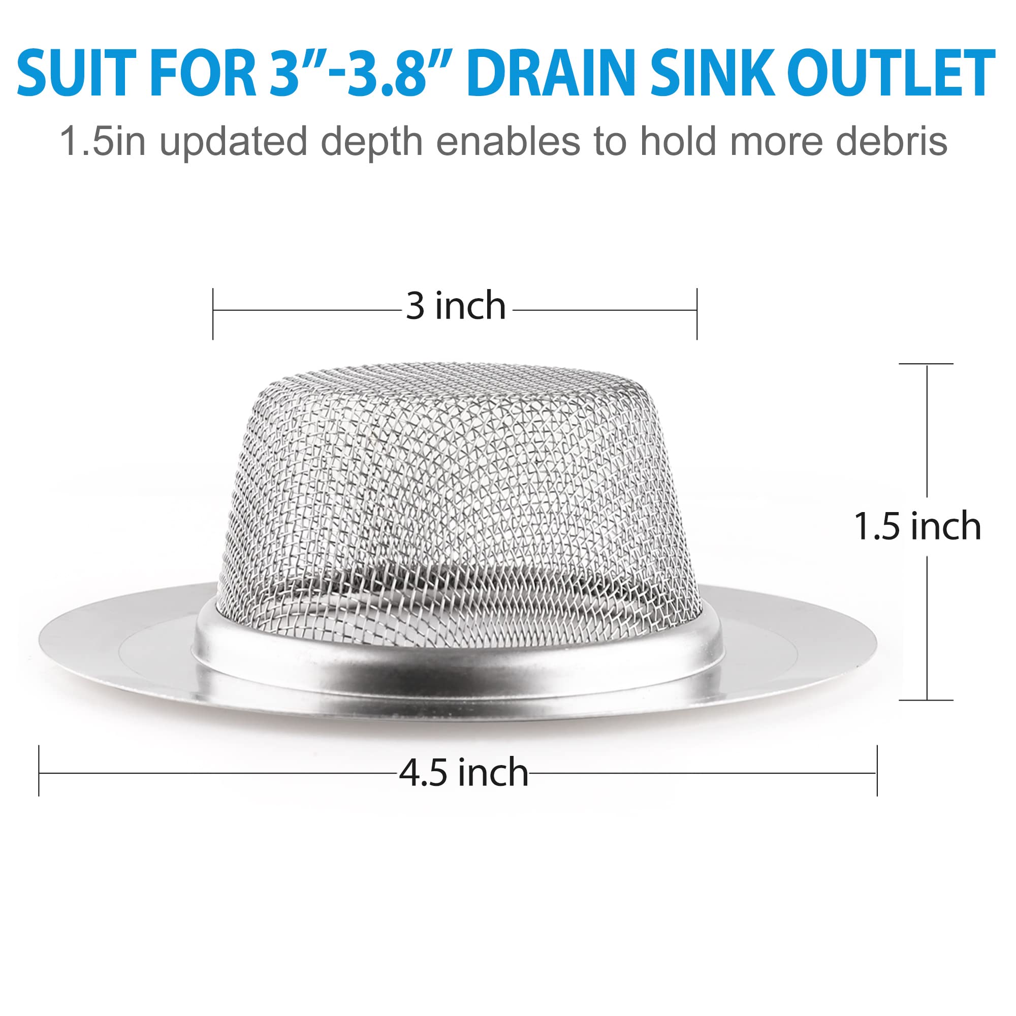 LotFancy Bathroom Sink Strainer  Pack of 30  2.75'' Top Shower Drain Strainer  Stainless Steel Hair Catcher for Lavatory  Balcony  Laundry Room  Garage  Utility Sinks