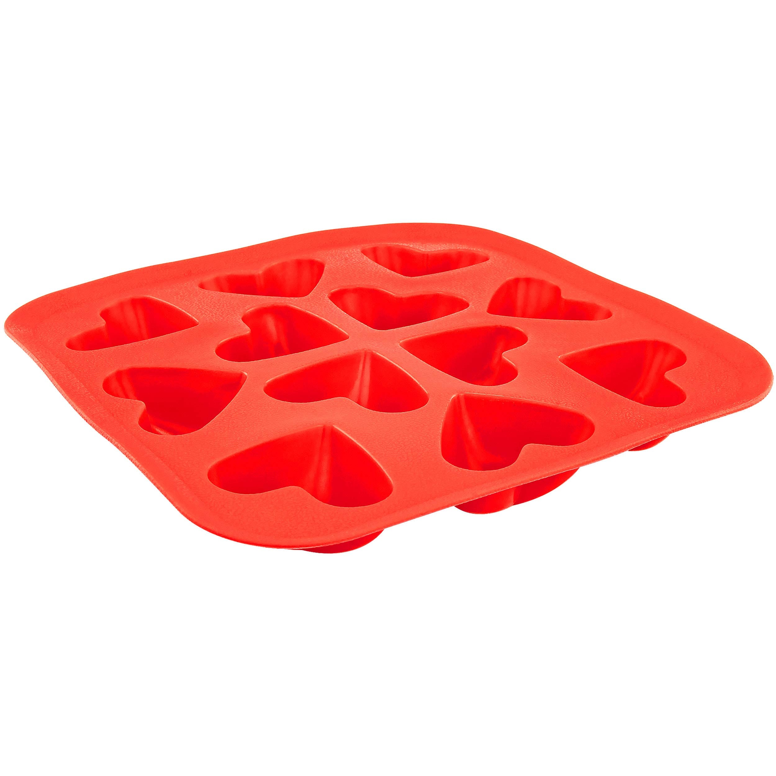 Fairly Odd Novelties Silicone Heart Ice Cube Tray - Red Heart Shaped Ice Cube Mold, 12 Cubes - Premium Ice Cube Tray For Freezer
