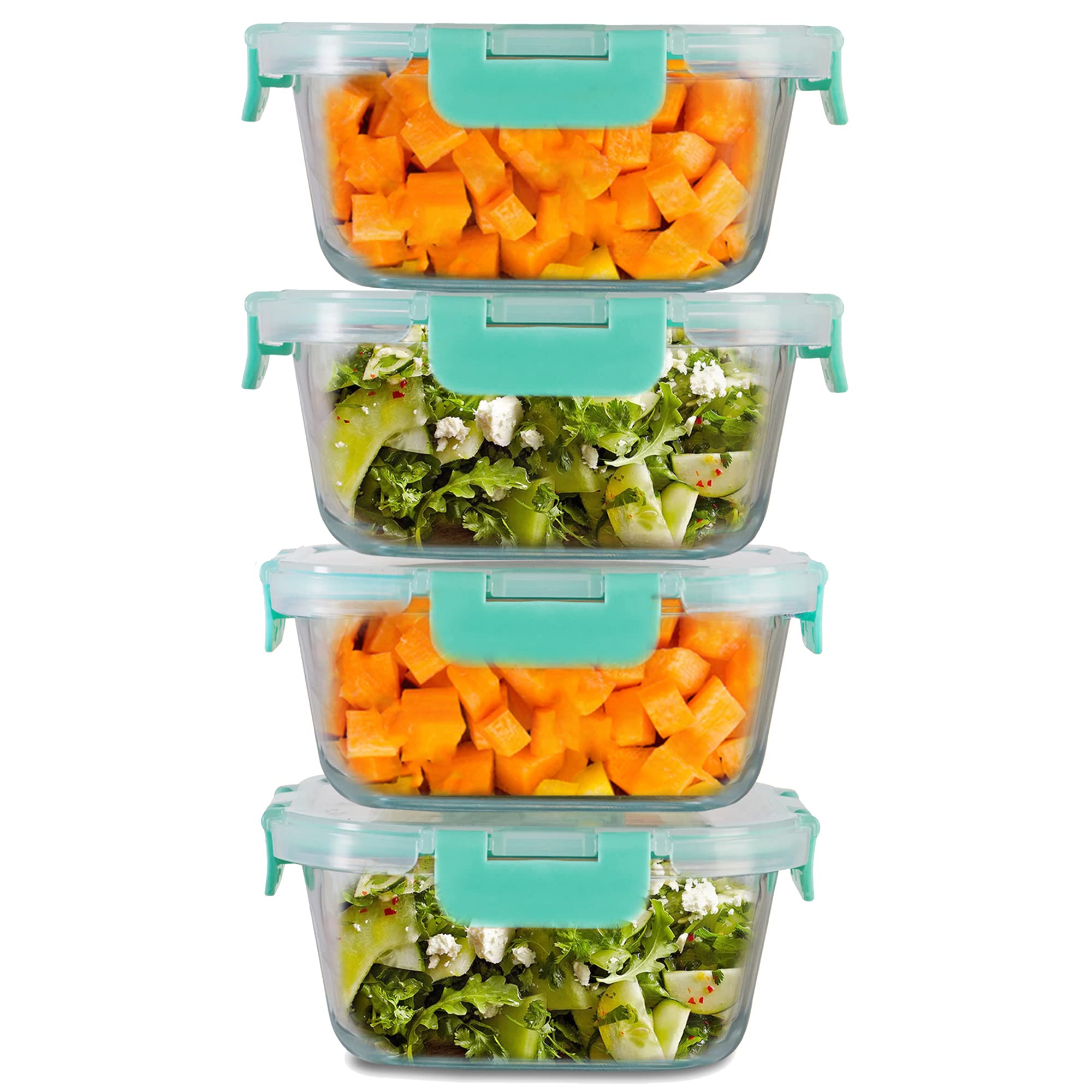 Allo Foodsafe Glass Containers With Lids With Break Free Lock, Oven Microwave Safe Containers, High Borosilicate Meal Prep Glass