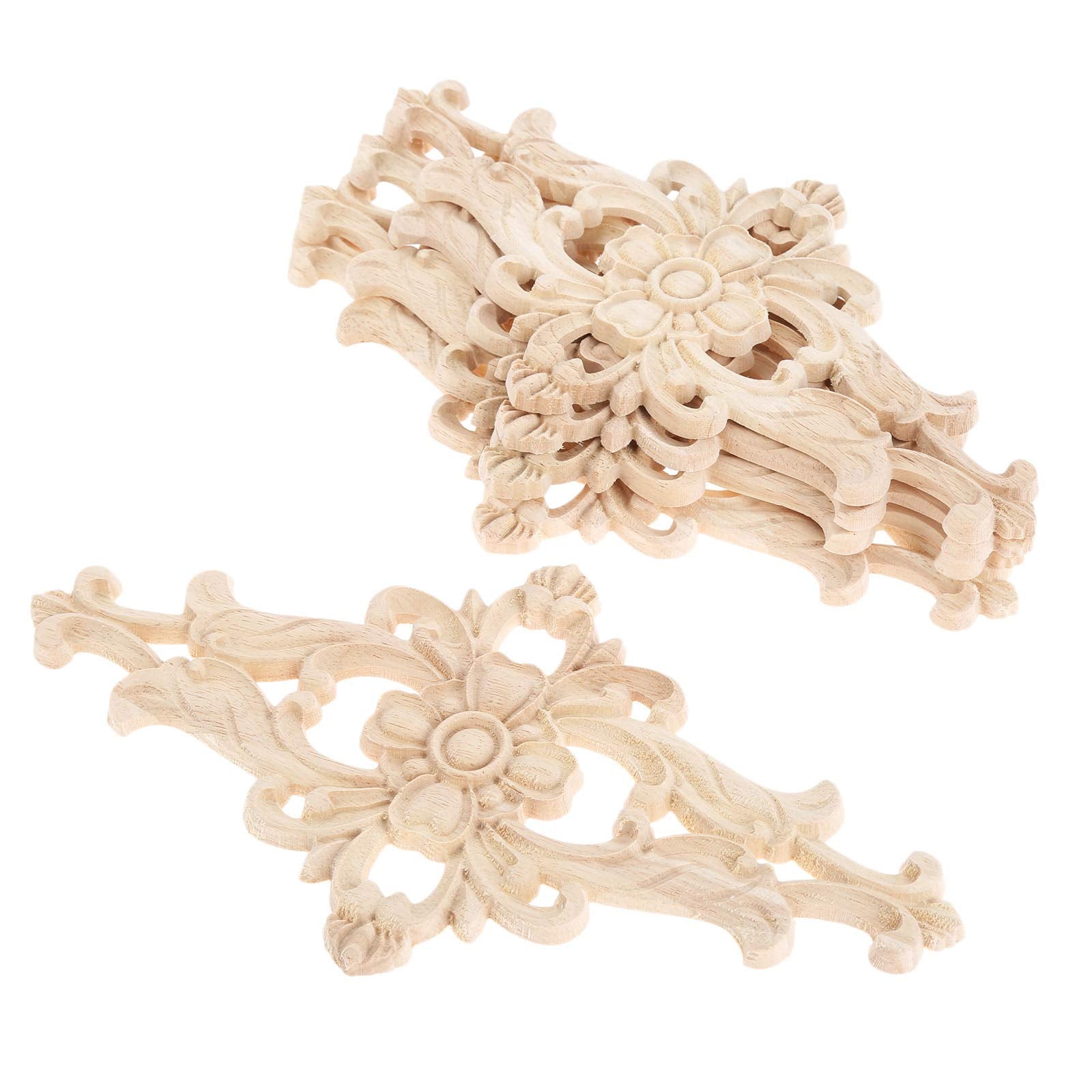 MUXSAM 1-Pack Wood-Carved Furniture Applique Onlay 27x14cm/10.63''x5.51''  Center Flower Decal for Cupboard Dresser Cabinet Chest Bed Door Wall Wardrobe Ceiling