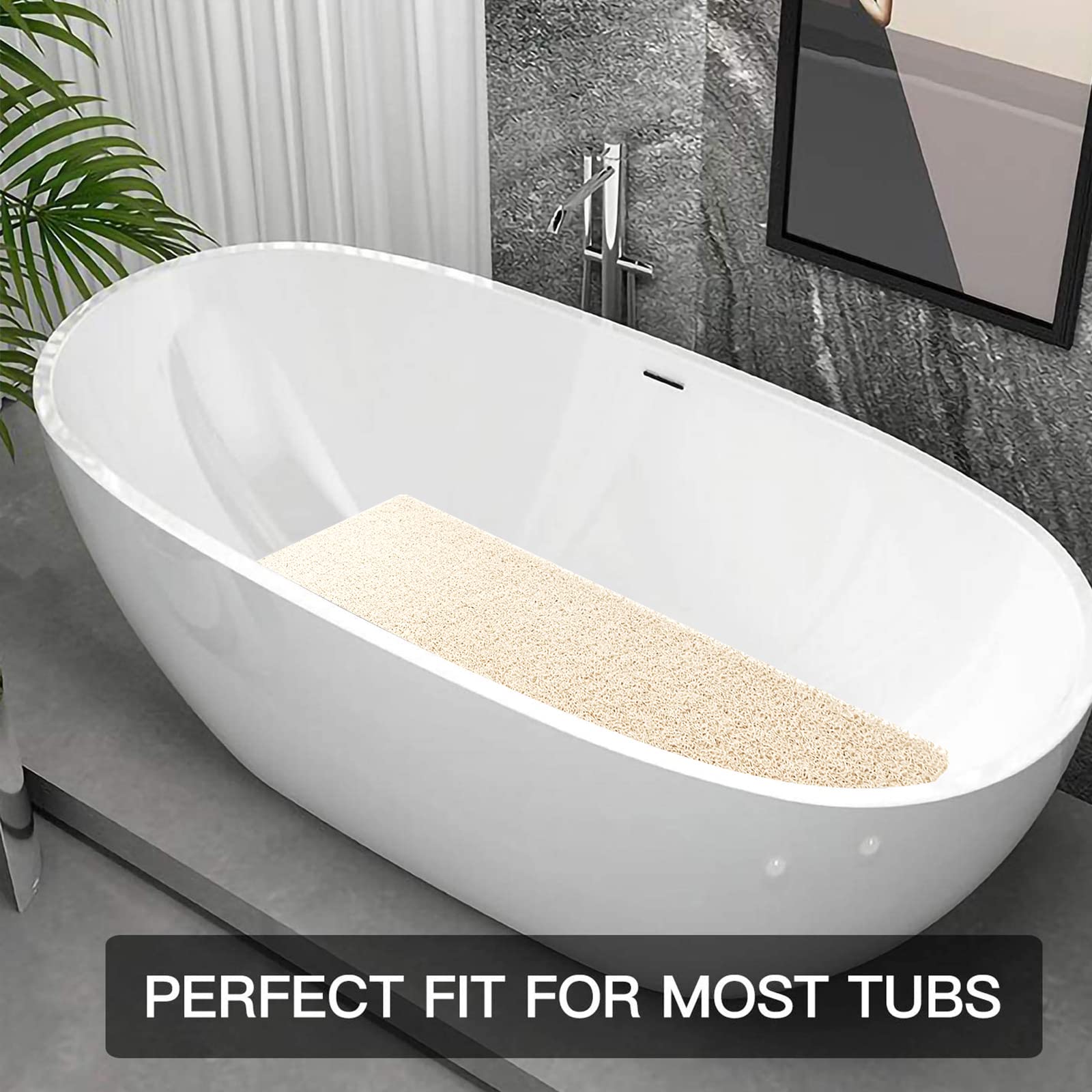 Songziming Shower Mat Non Slip Without Suction Cup, 32X17 Inch Pvc Loofah Shower, Bath, Tub Mat With Drain For Textured Surface,