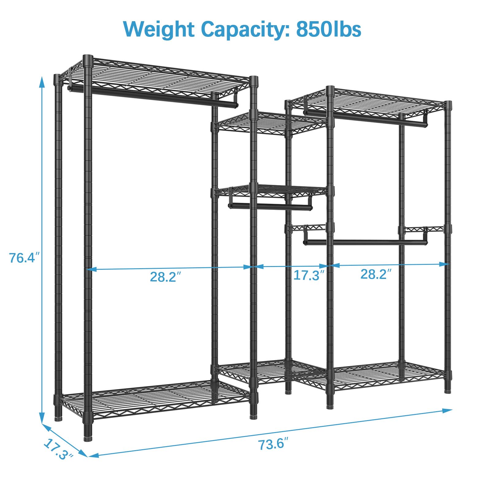 Vipek V6 Wire Garment Rack Heavy Duty Clothes Rack Metal With Shelves, Freestanding Portable Wardrobe Closet Rack For Hanging Cl