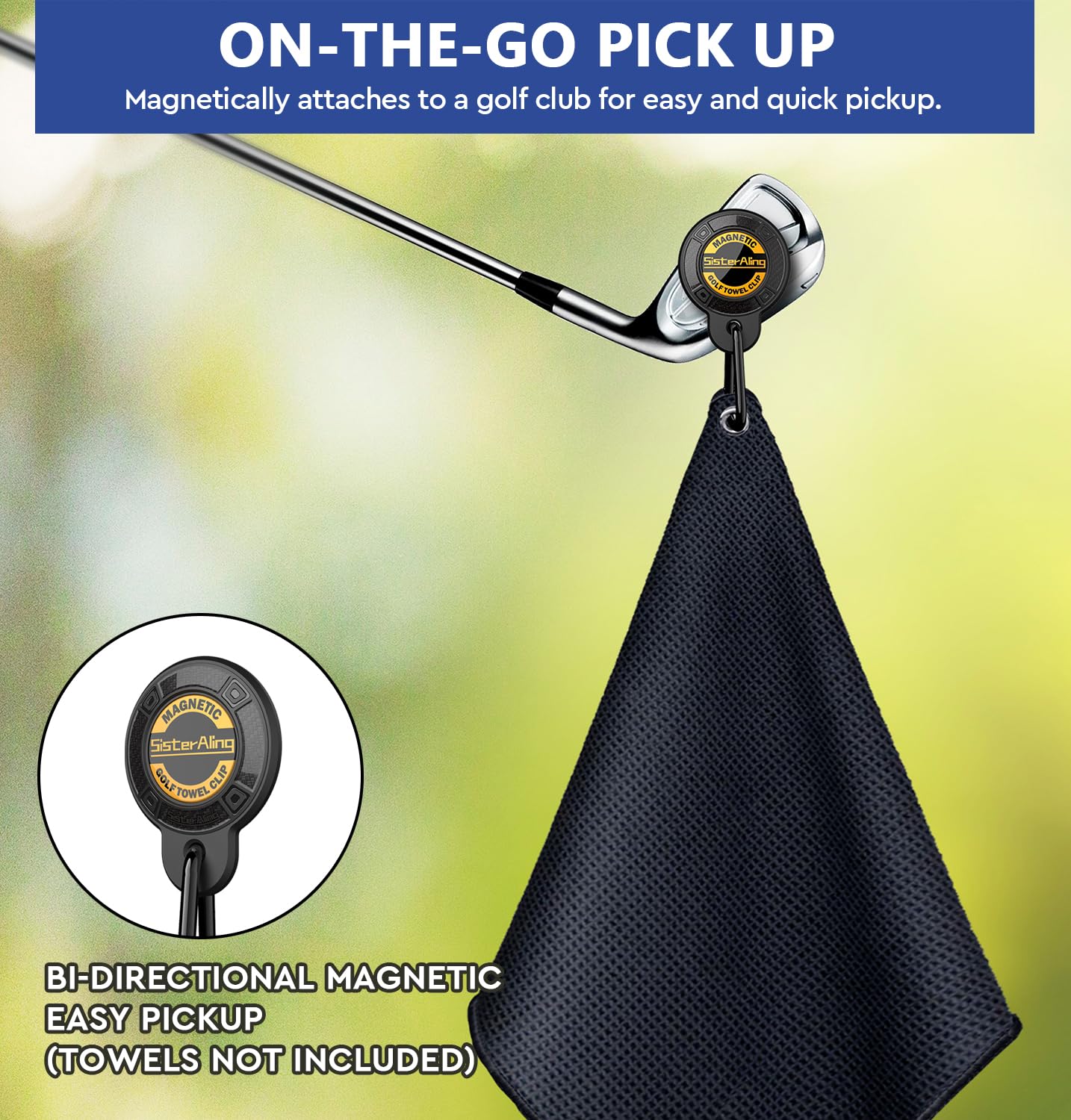 SisterAling Magnetic Clip for Golf Towel Removable Industrial Magnetic Accessories Design for Strong Hold to Golf Carts or Clubs